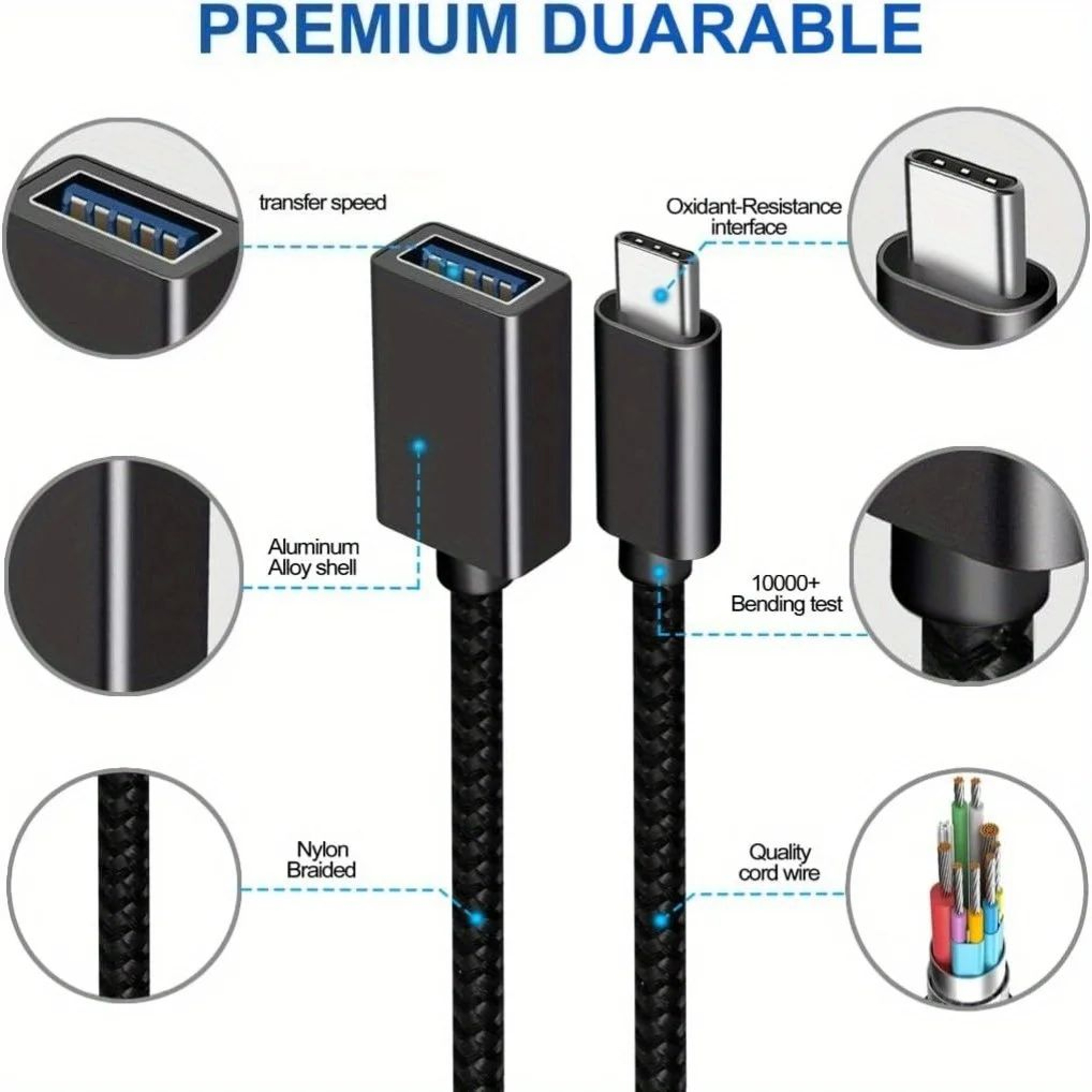 USB To USBC OTG Adapter Cable  Type C Converter Connector For Xiaomi Samsung S20 Huawei  MacBook Pr 3