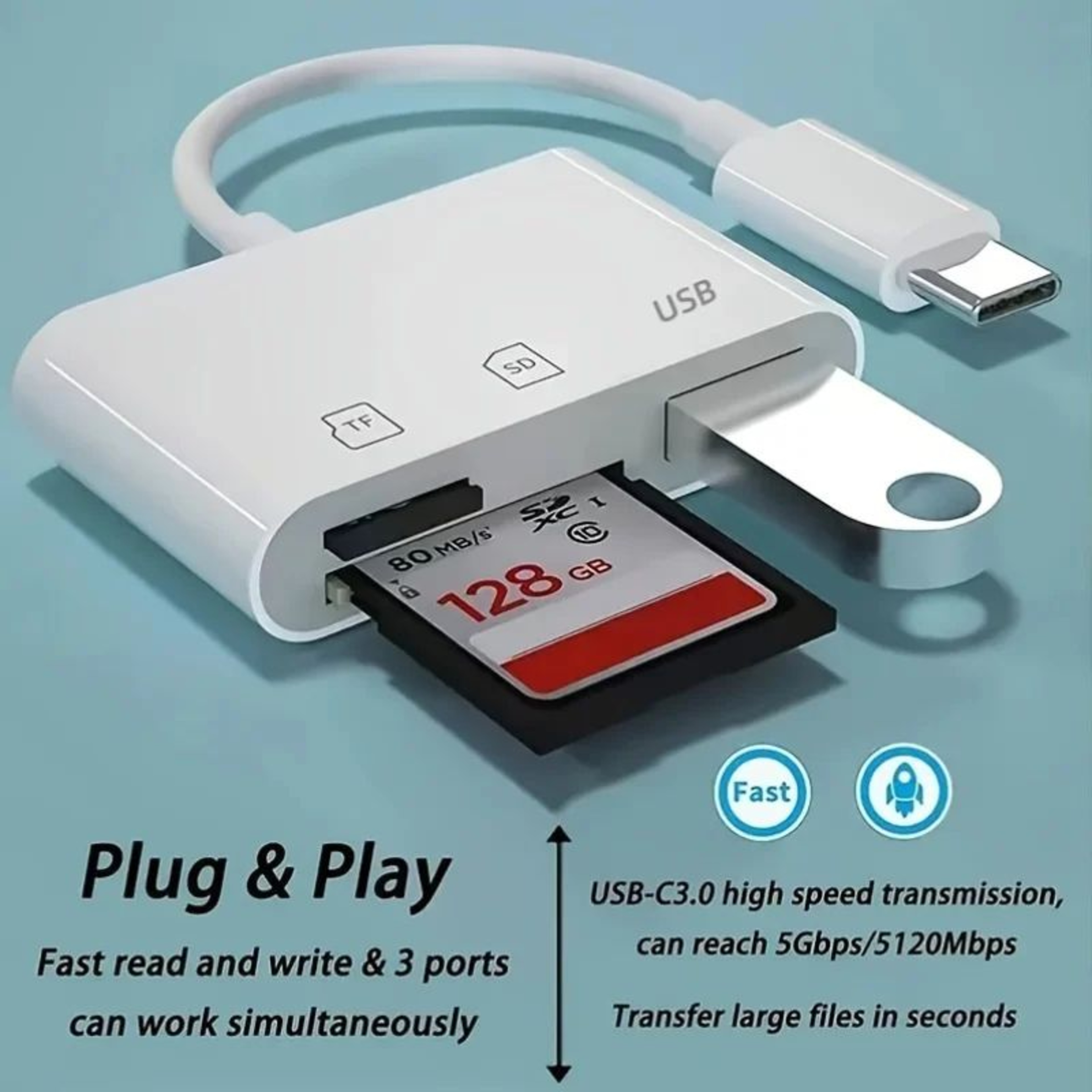3in1 USBC Adapter Hub  Type C Data Transfer Converter For IPhone 15 MacBook Huawei Samsung S21S20 X 2