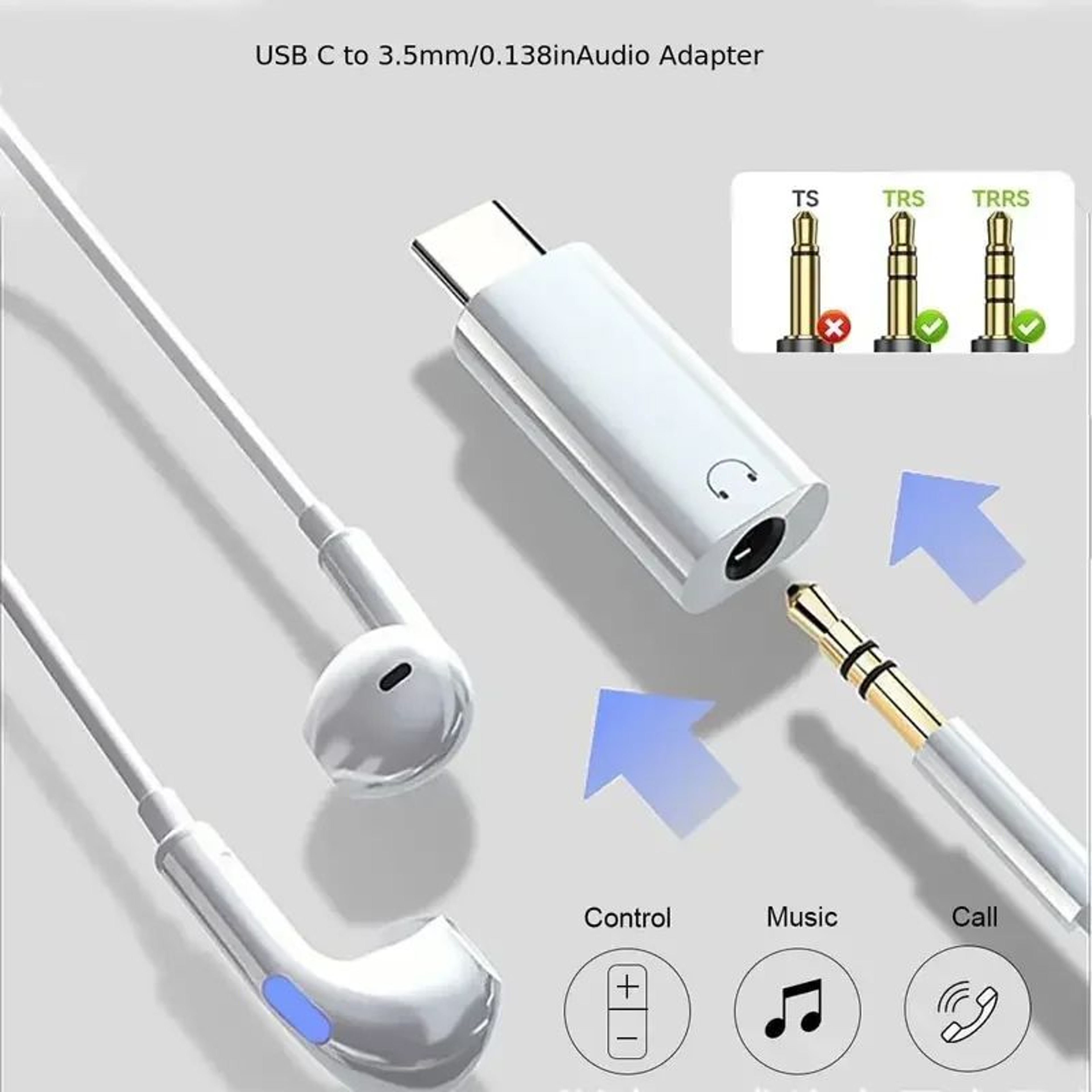 USBC To 35mm AUX Audio Adapter With Mic  HiFi Headphone Jack Dongle For IPhone 1517 Pro Max  Samsun 1