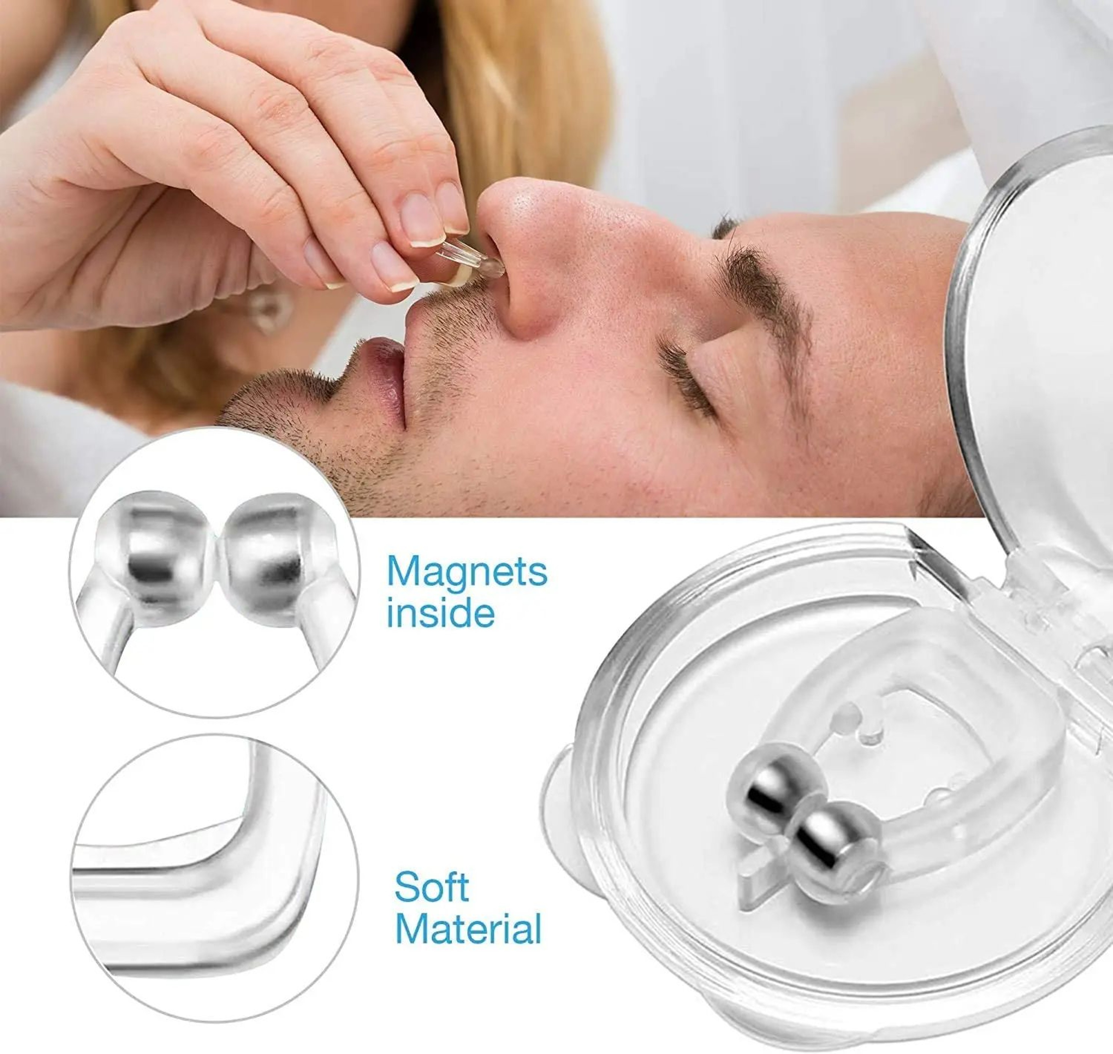 Magnetic AntiSnore Nose Clip With Case  Silicone Stop Snoring Aid For Better Sleep  Breathing Relie 2