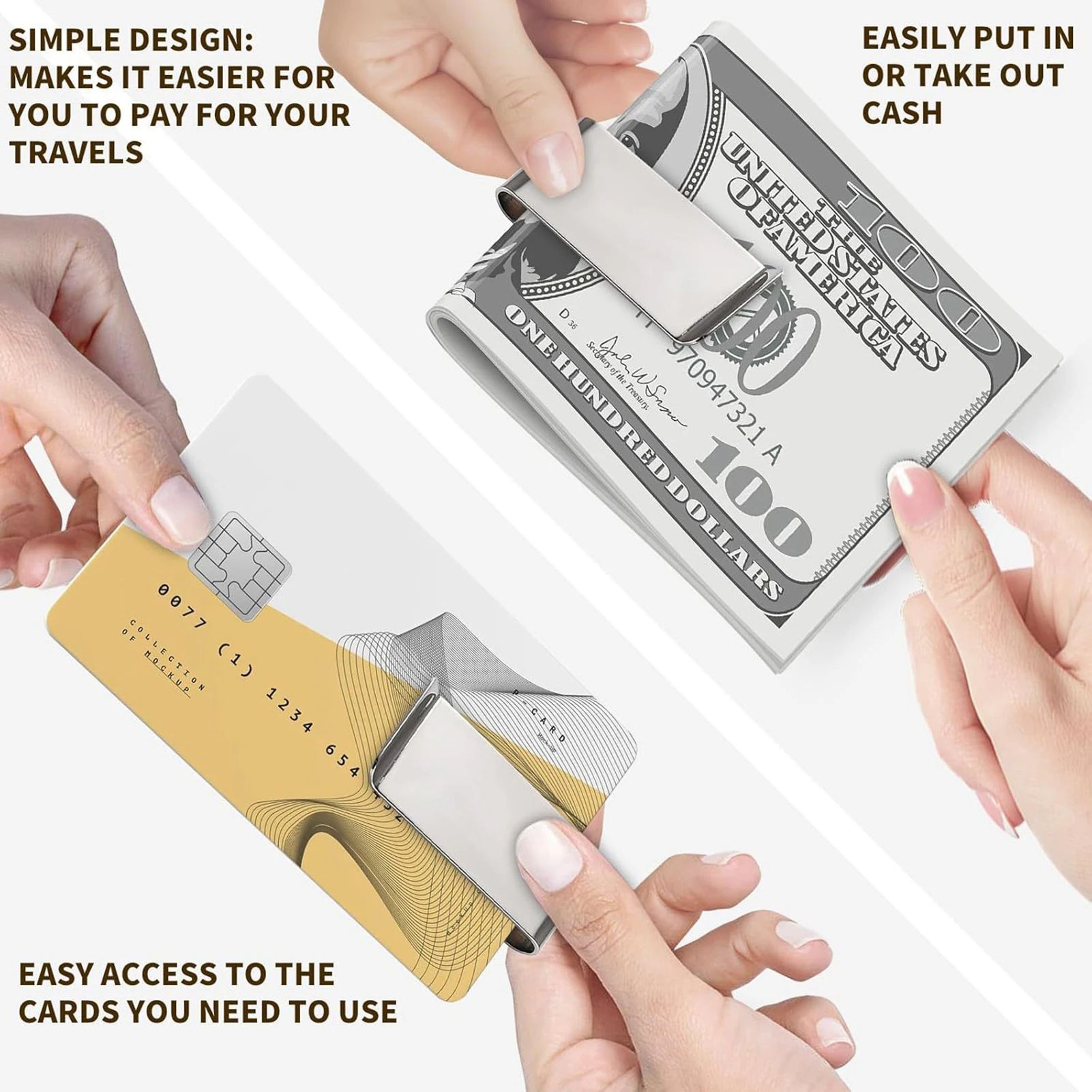 12 Pcs Stainless Steel Money Clips  UltraThin Slim Wallet Clip For Cash  Credit Cards Smooth Edge P 2