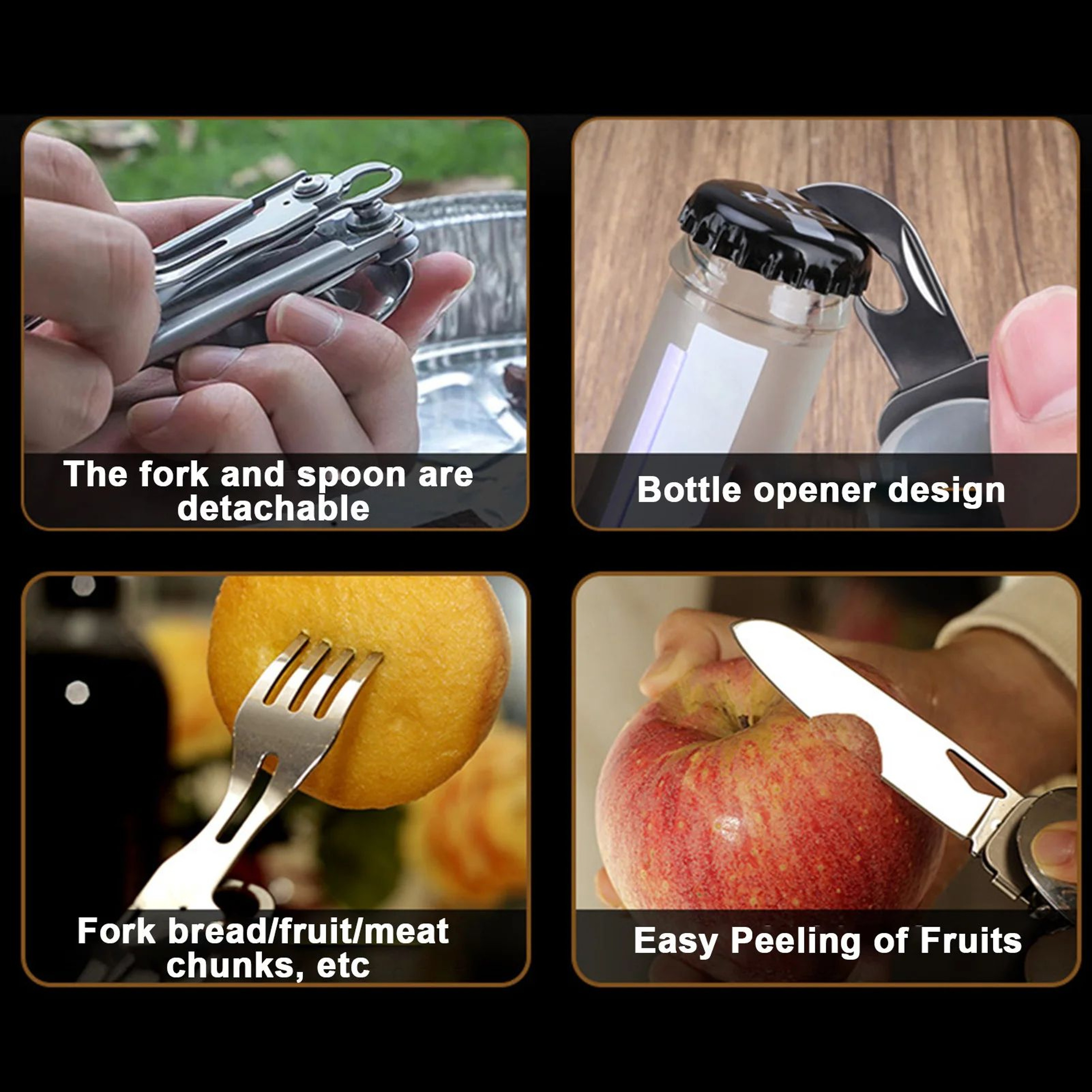 Portable Folding Cutlery Set Spoon Fork Knife  Compact Lightweight Camping Picnic Travel Utensils F 3