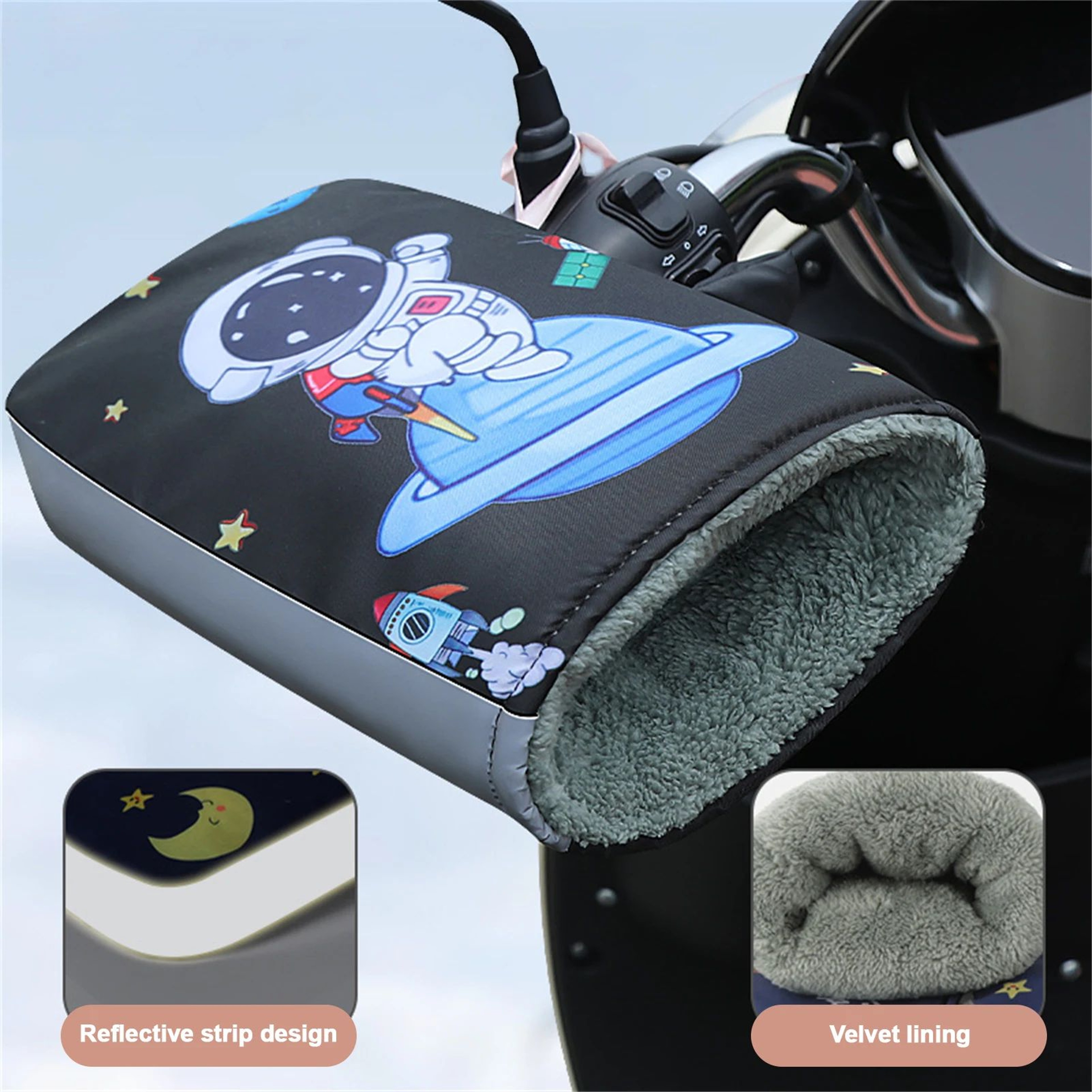 Winter Motorcycle Handlebar Covers  Warm Windproof Reflective Hand Guards For Scooter EBike Mountai 0