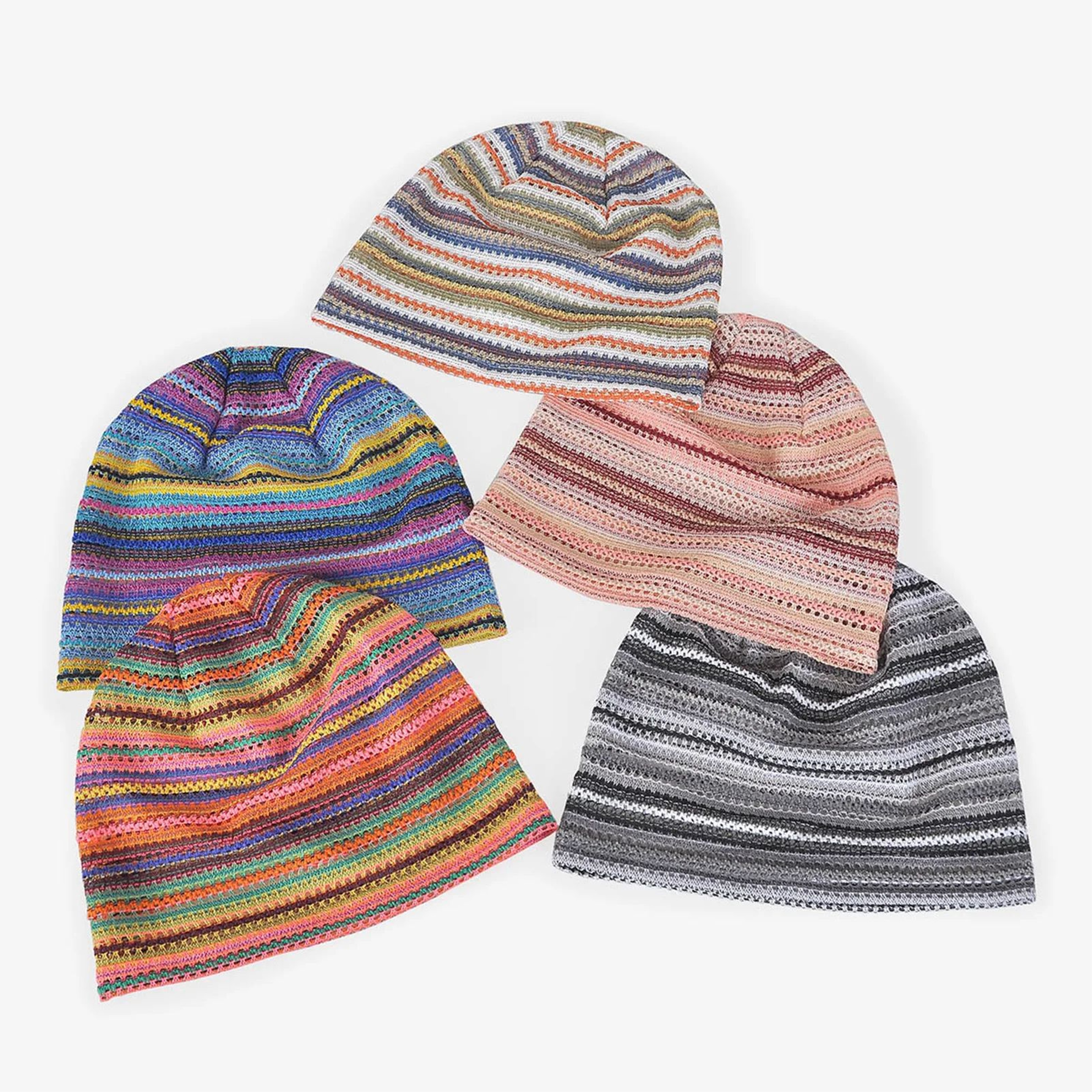 Soft Breathable Summer Beanie Hat Striped Openwork Knit Cap For Men  Women Lightweight Travel Outdo 1