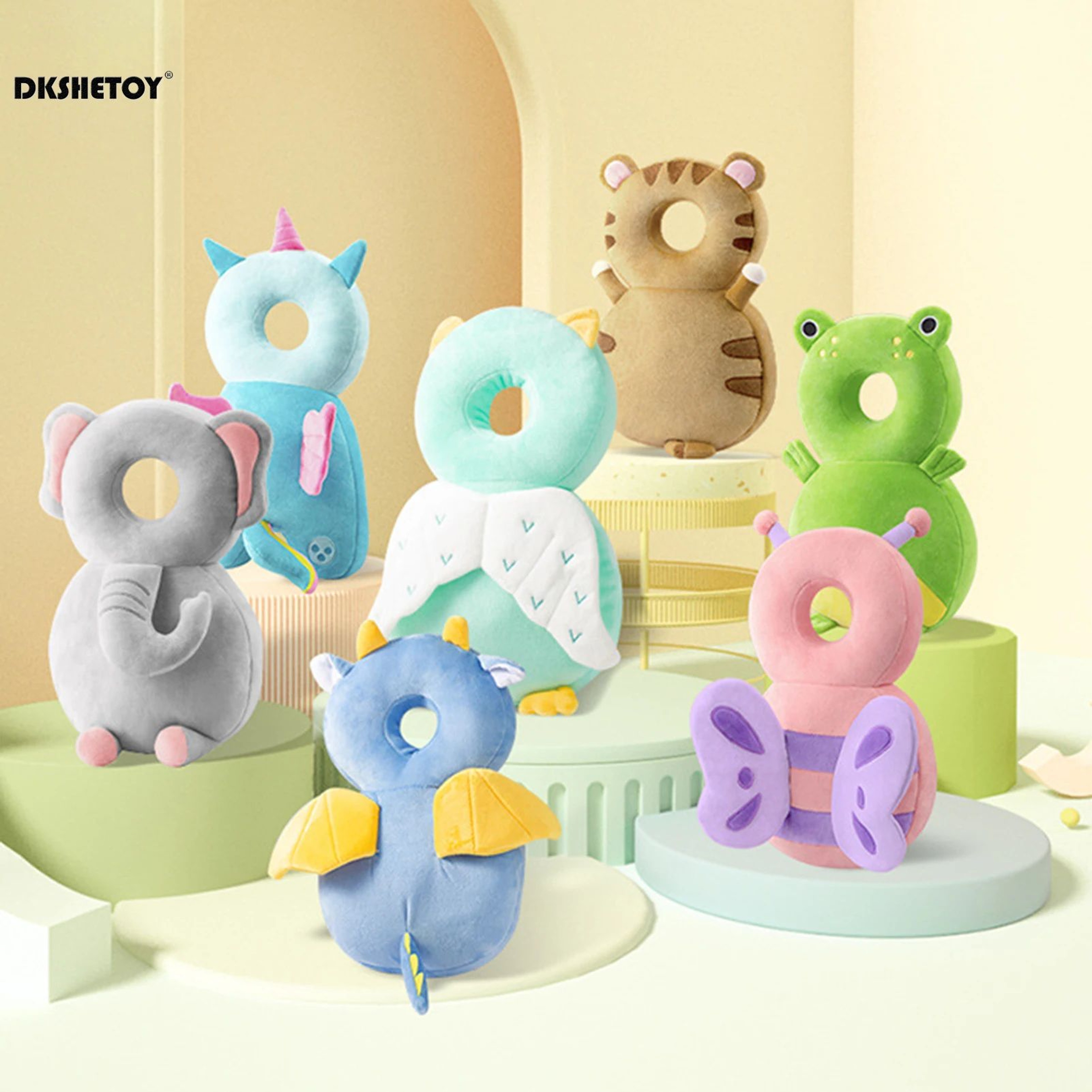 Baby Head Protection Cushion Backpack Cute Animal Plush Safety Pad With Adjustable Straps For Toddl