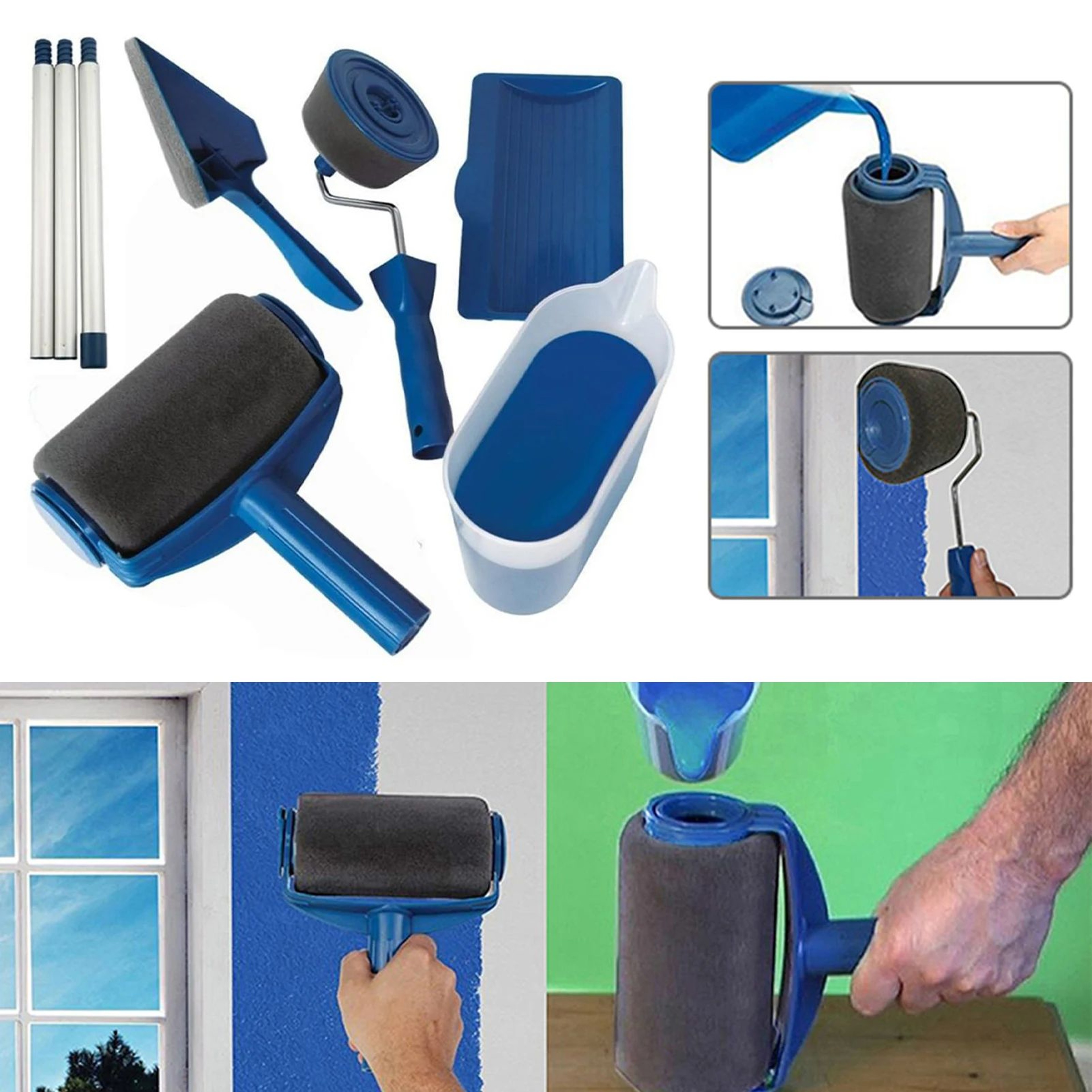 Professional Corner Paint Roller Brush Set Foam Triangle Edge Painter For Interior Walls Ceilings   1
