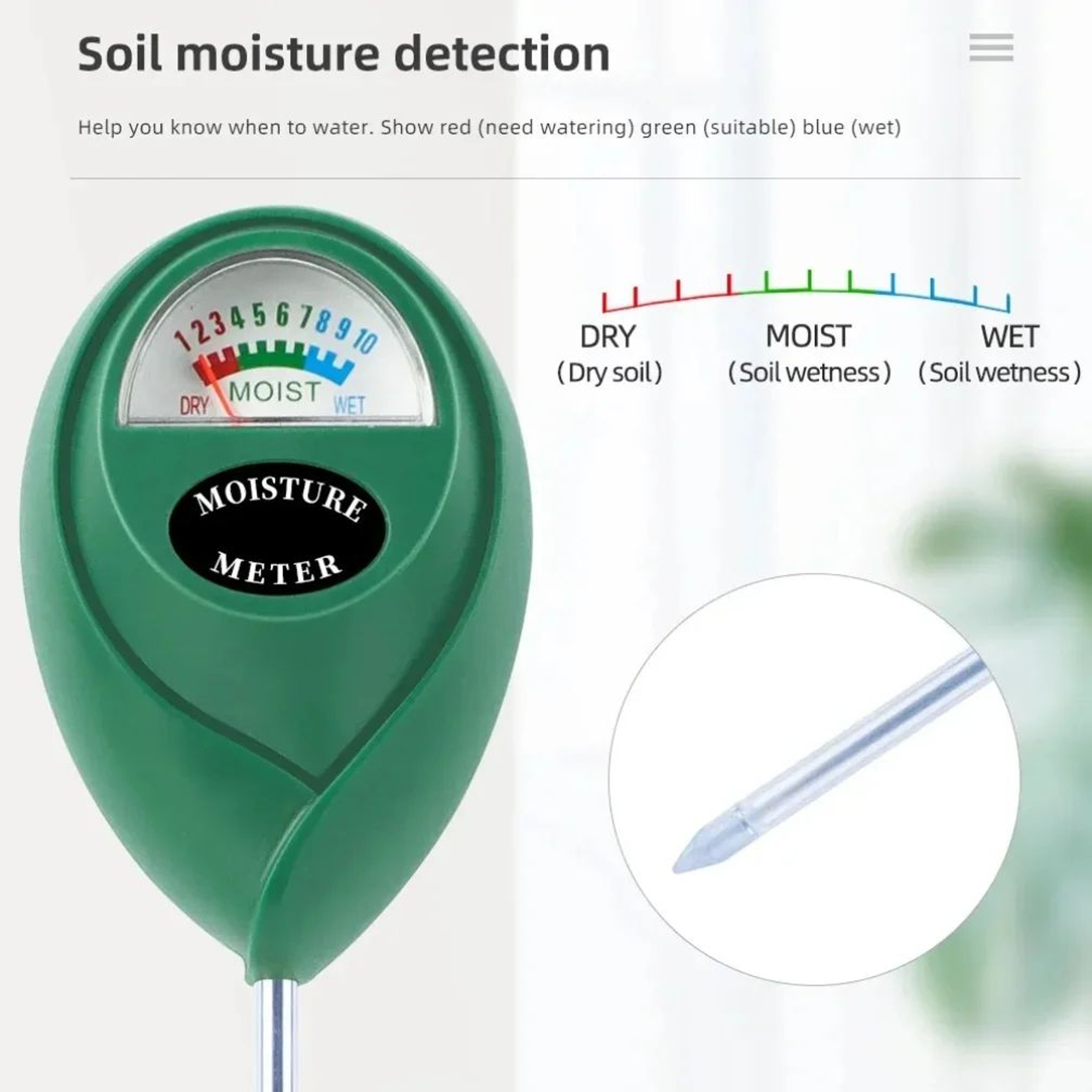 Soil Moisture Meter For Plants IndoorOutdoor Soil Humidity Monitor Hygrometer Watering Tester Tool  2