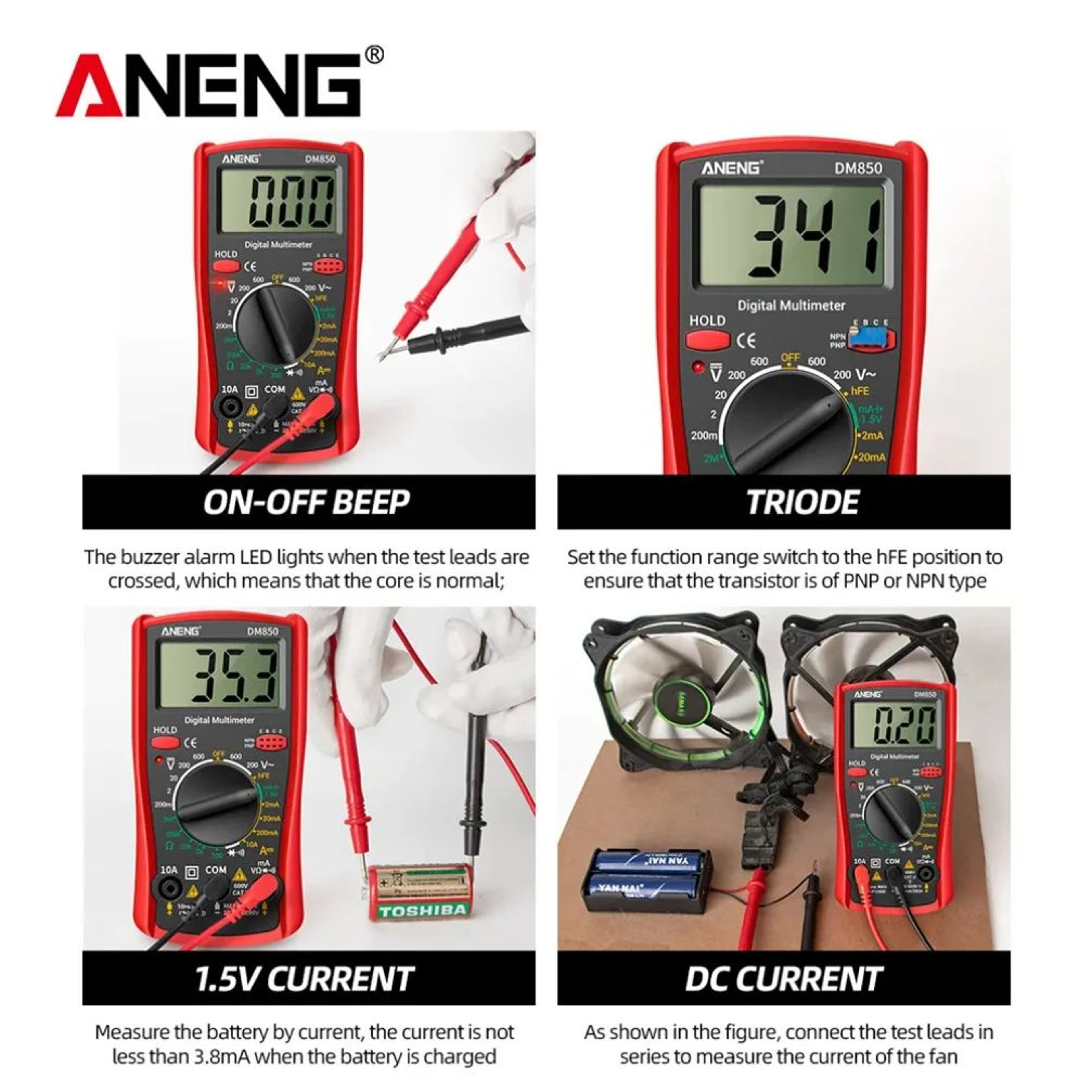 AutoRanging Digital Multimeter 1999 Count ACDC Voltage Tester Ohm Current Ammeter For Home Auto  El 0