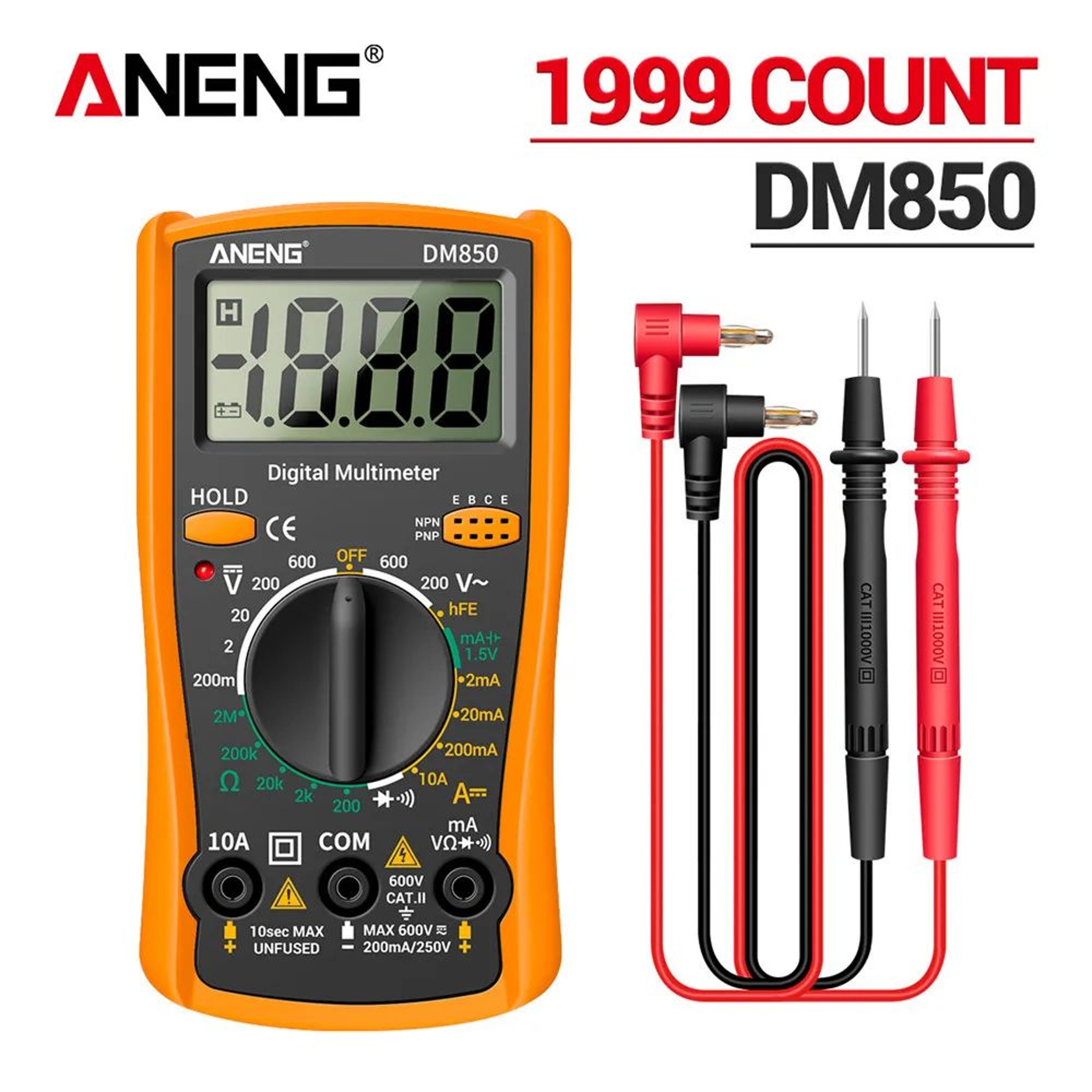 AutoRanging Digital Multimeter 1999 Count ACDC Voltage Tester Ohm Current Ammeter For Home Auto  El 9