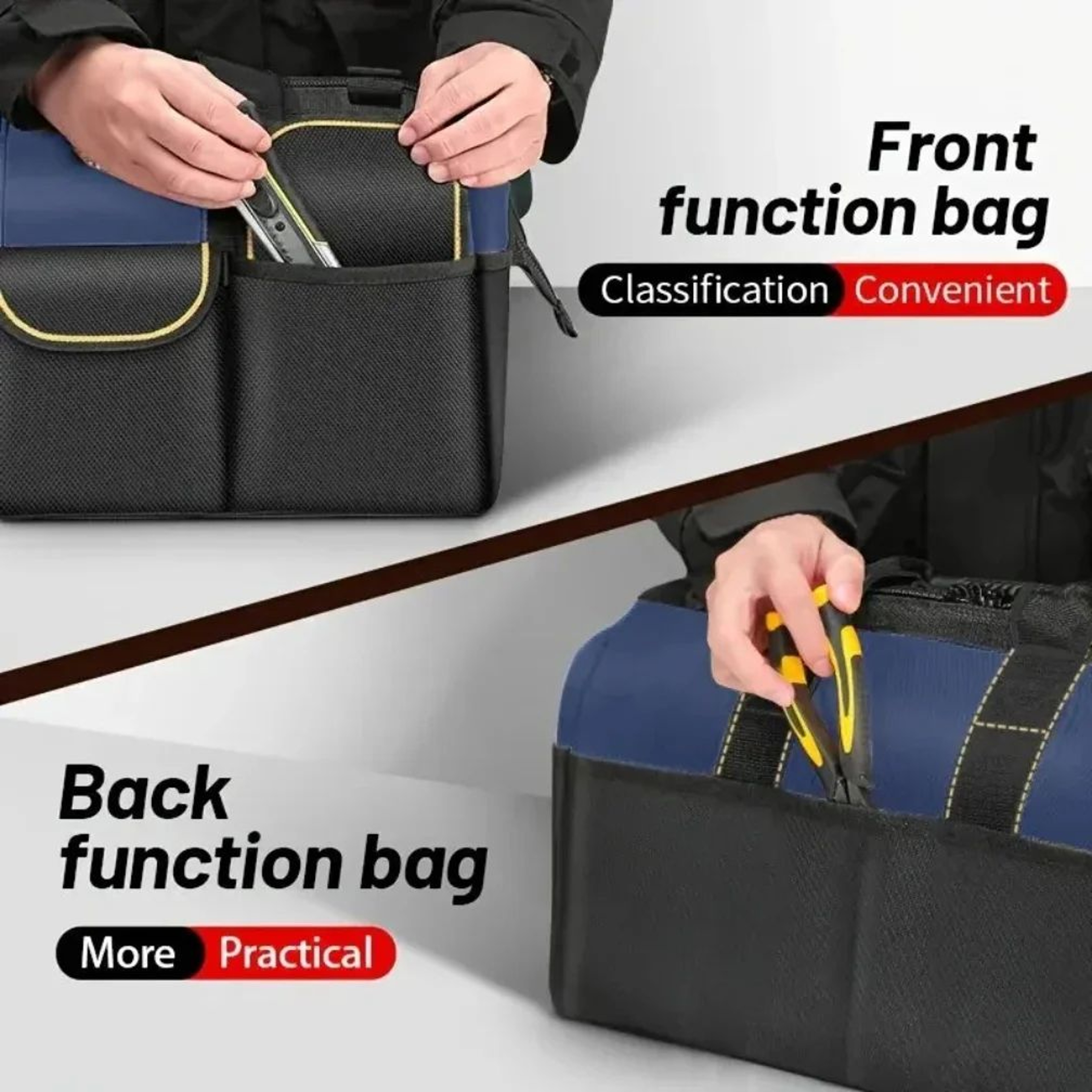 1320in Heavy Duty Tool Bag 1680D Oxford Cloth Waterproof WearResistant High Capacity Electrician  W 1