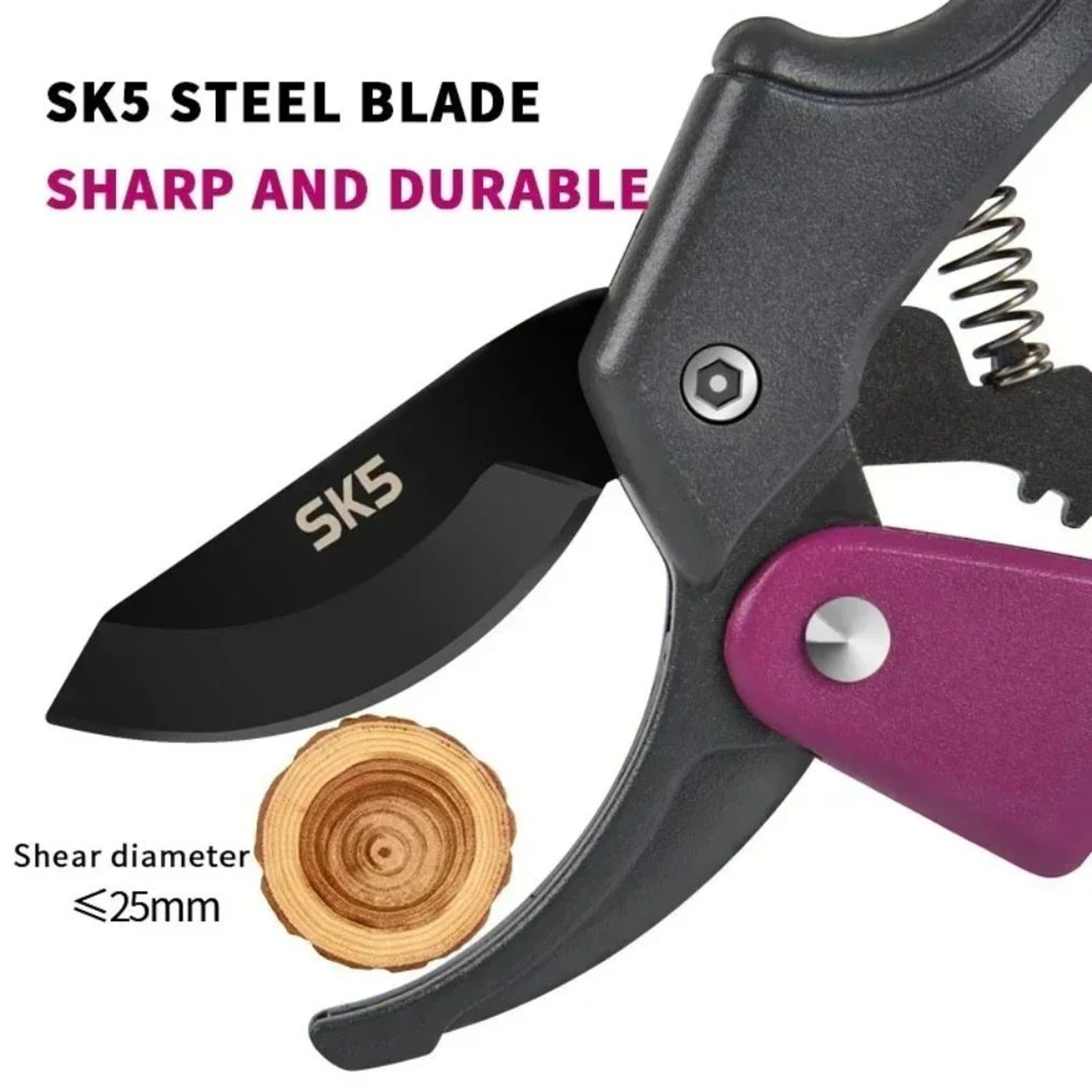 SK5 High Carbon Steel GearDriven Garden Pruning Shears  Bypass Tree Trimmers For Effortless Rough B 2