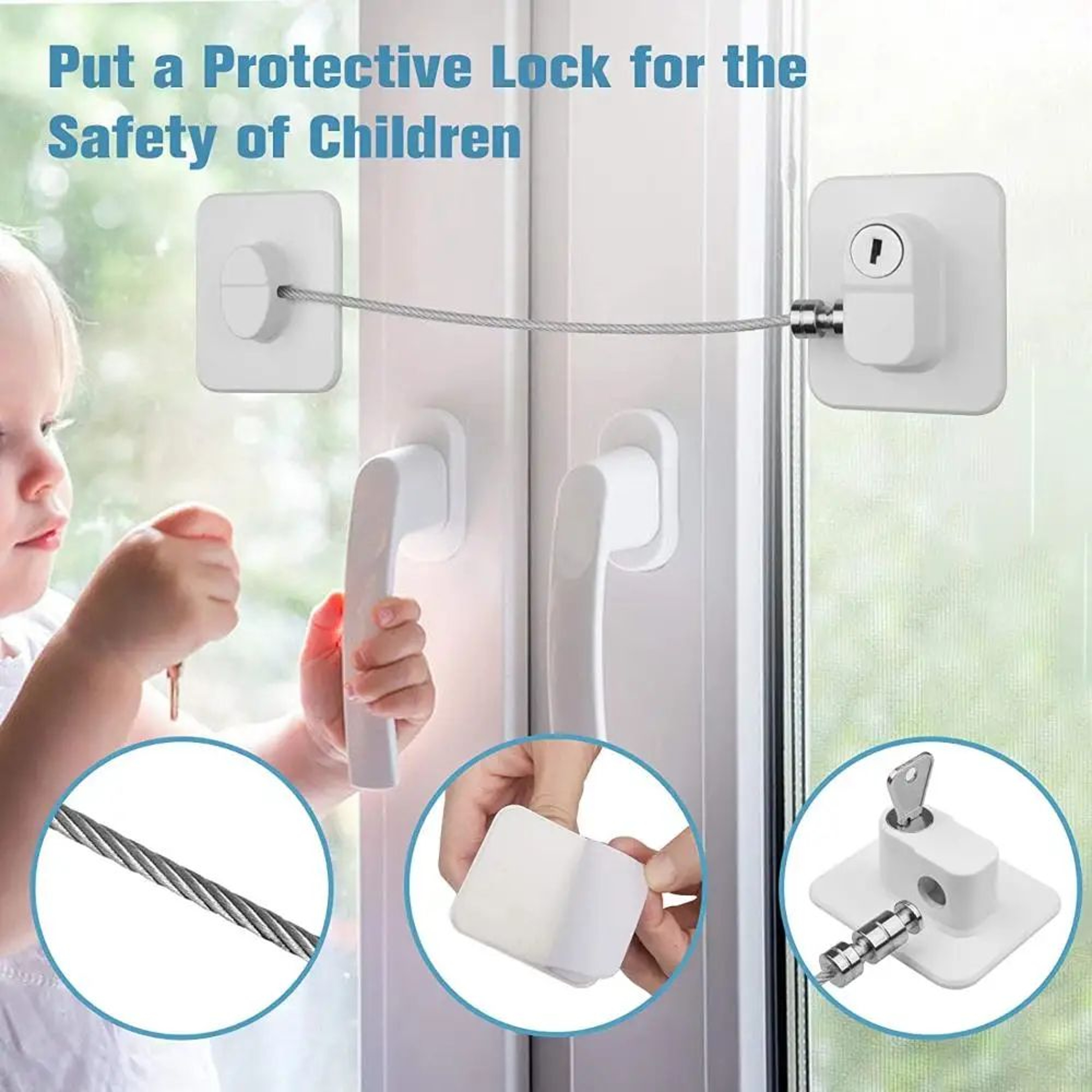 Child Safety Cabinet  Drawer Lock With KeyCode  AntiOpen Baby Proof Strap For Doors Fridge  Home St 4