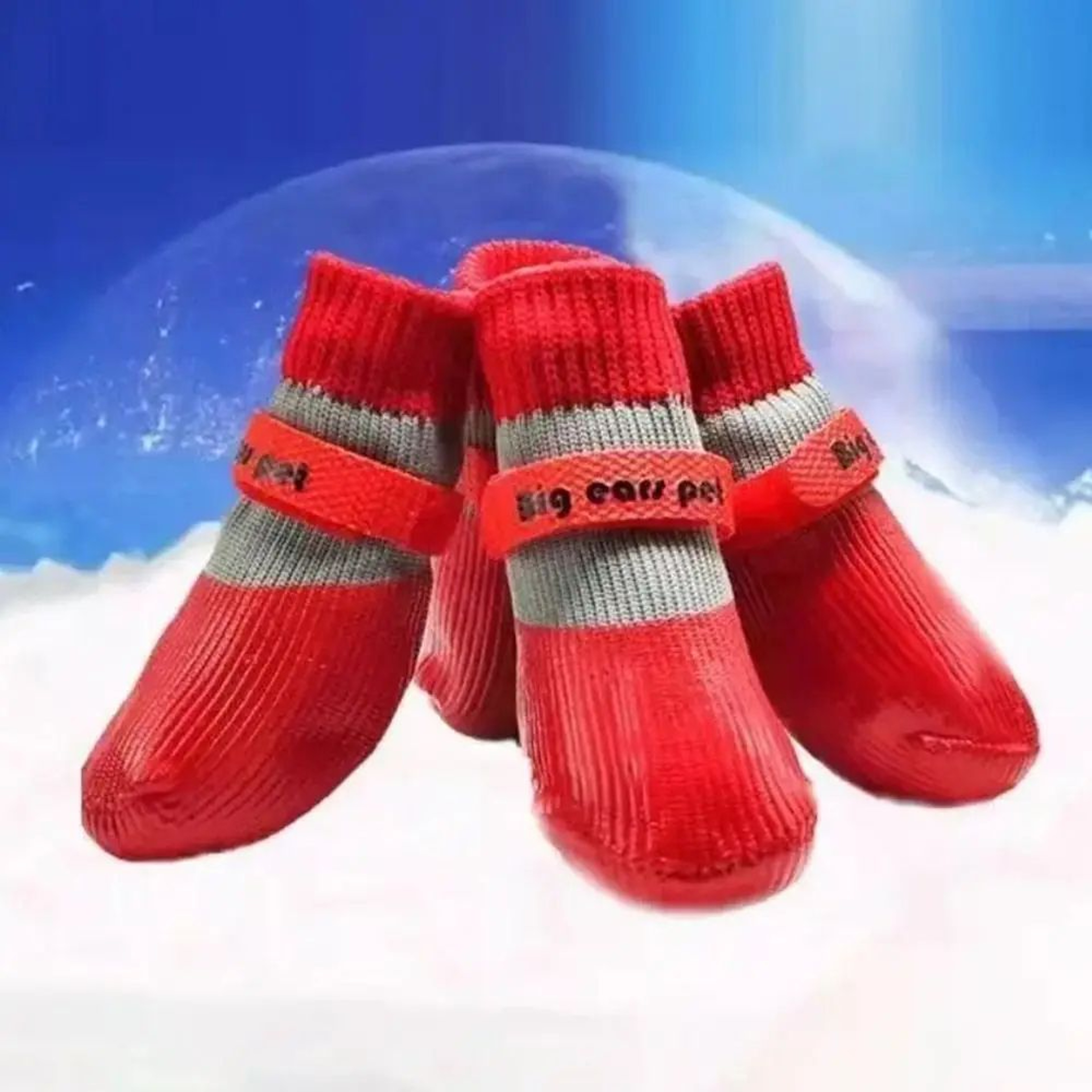 4 Pcs Waterproof Winter Dog Shoes  Warm AntiSlip Snow Boots With Soft Sole Adjustable Paw Covers Fo 2
