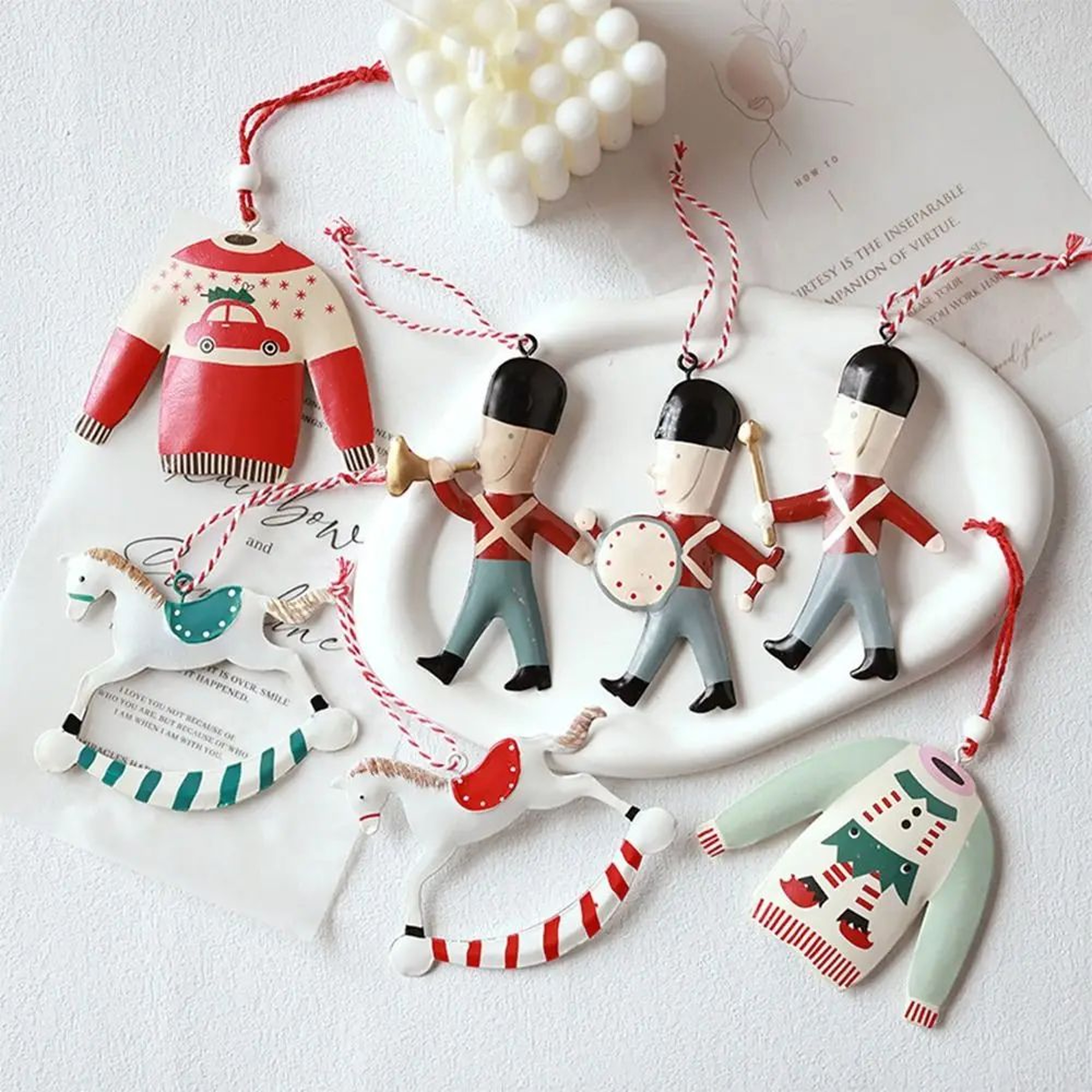 Iron Art Christmas Hanging Ornaments DIY Cartoon Soldier  Angel Drops For Tree Party Crafts Holiday 2