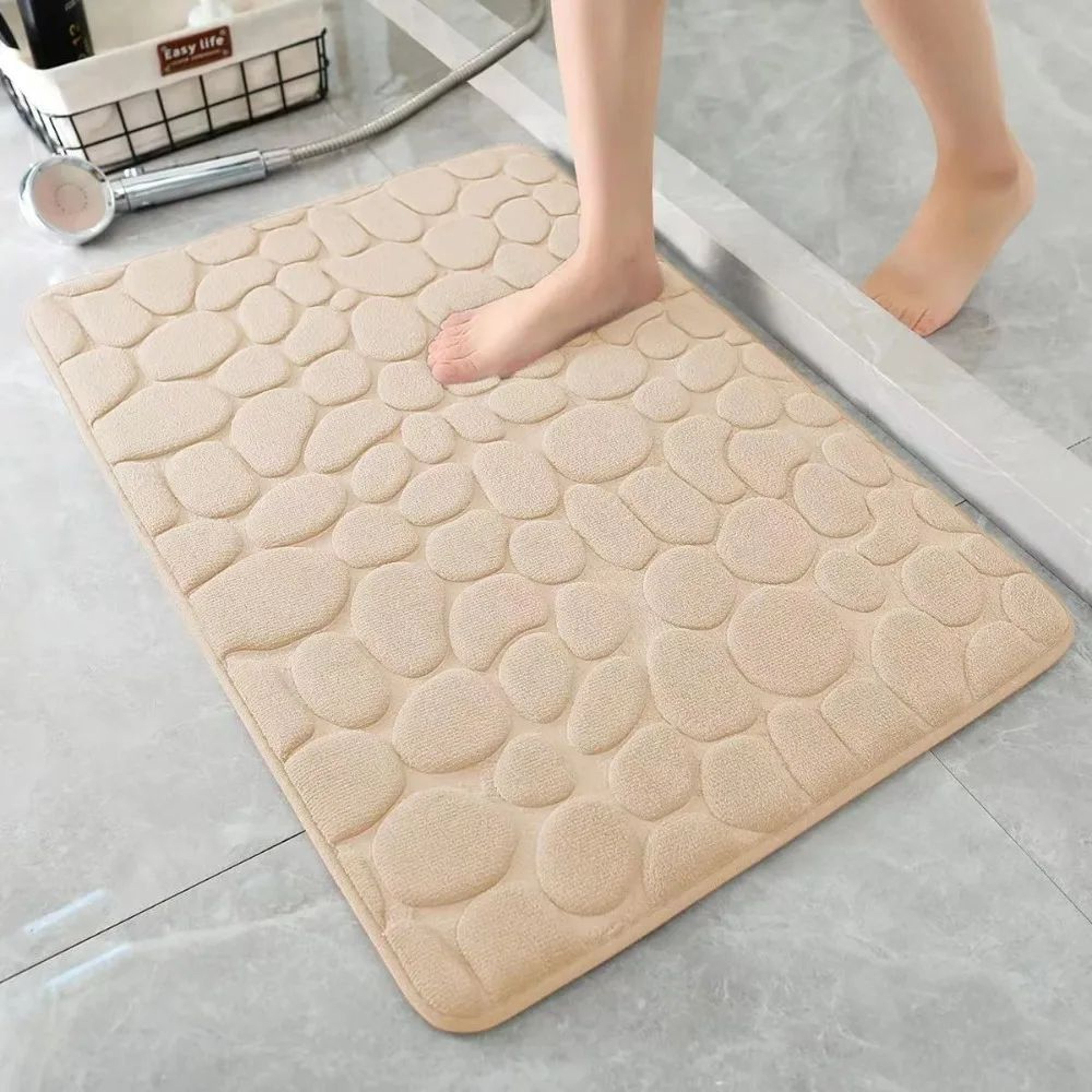 NonSlip Cobblestone Bath Mat  Thick Soft Absorbent Bathroom Rug For Shower  Tub  QuickDry Floor Mat 14