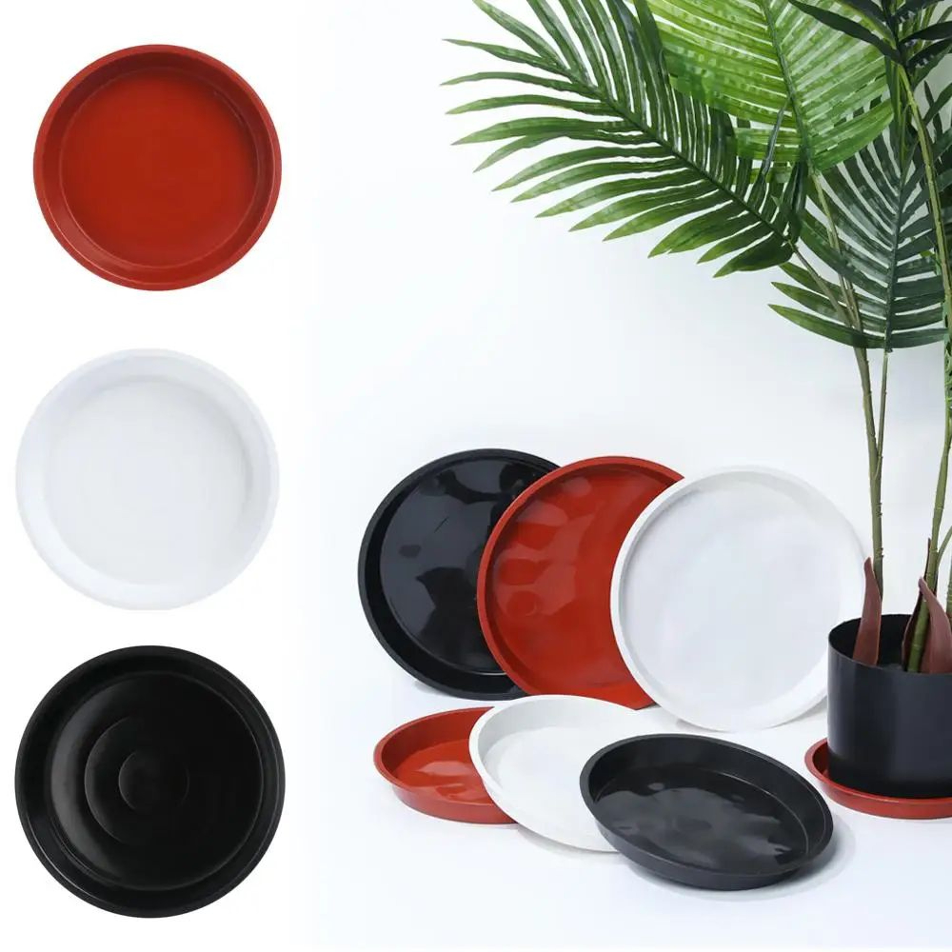 3 Pcs Plant Pot Saucers Drip Trays  Durable Plastic Flower Pot Trays For IndoorOutdoor Planters Wat 3