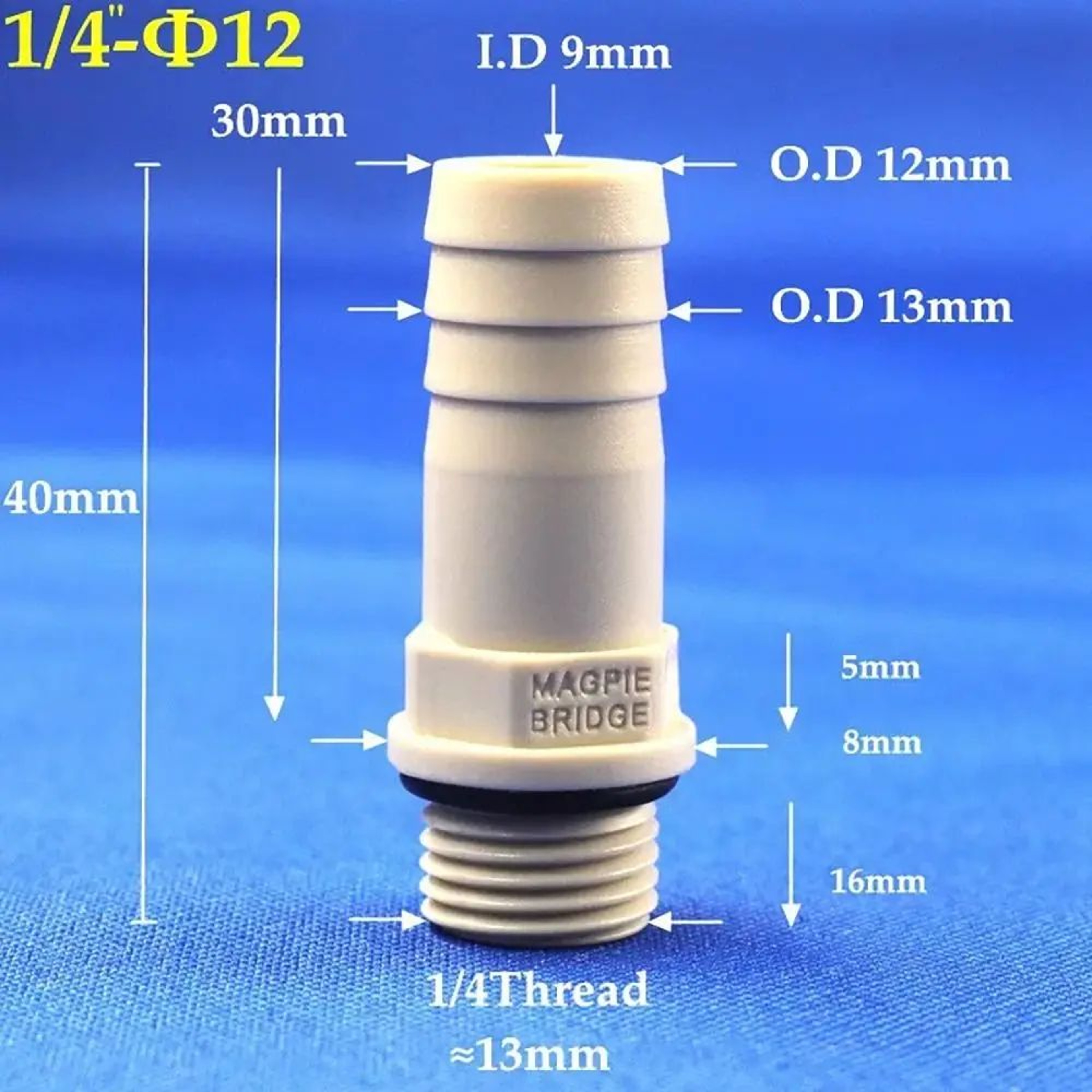 Barbed Hose Fitting Adapter 681012mm  18  14 Inches BSP Male Thread Plastic Connector For Pipe  Tub 12