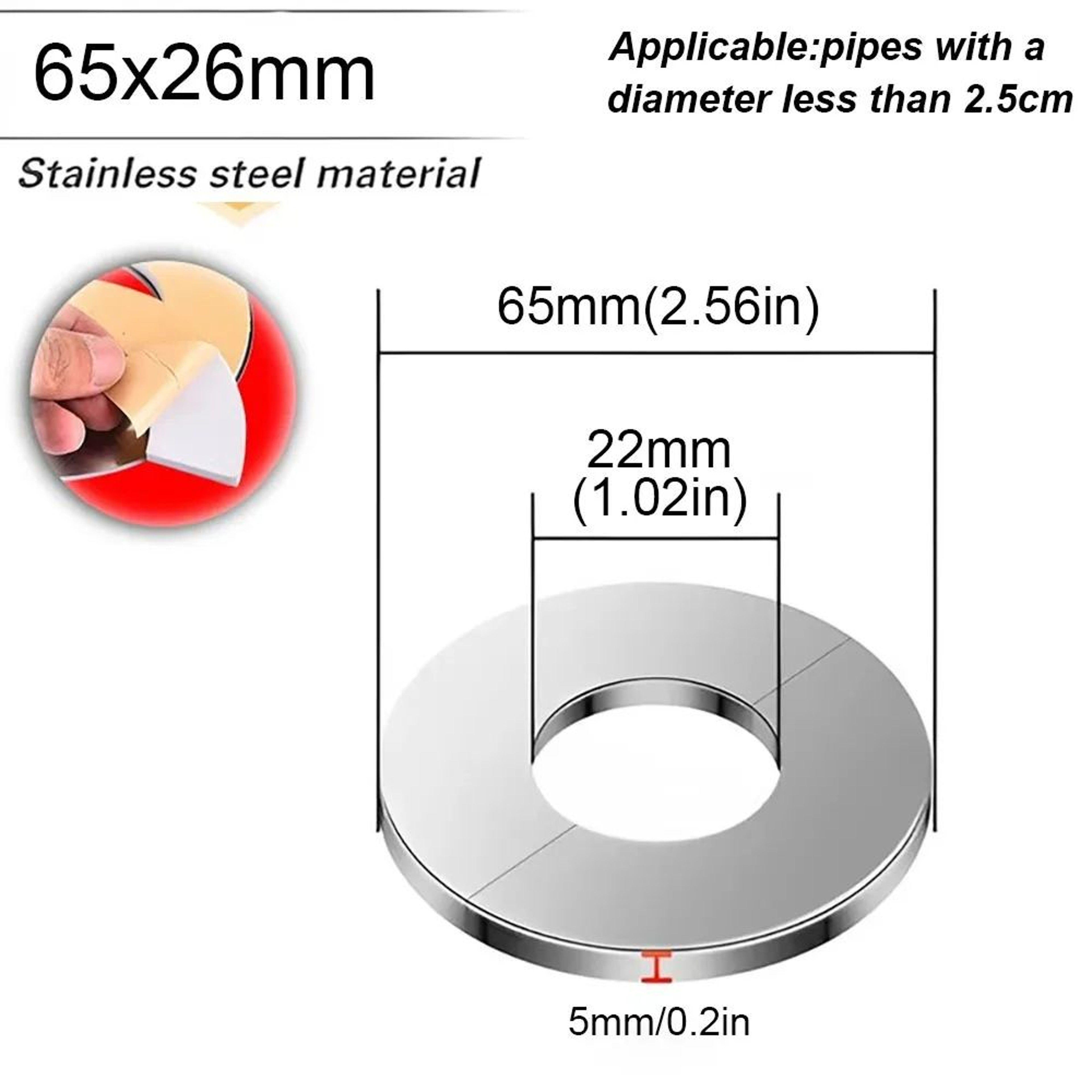 SelfAdhesive Stainless Steel Shower Pipe Cover Flange Plate Silver Wall Hole Escutcheon Trim For Fa 7