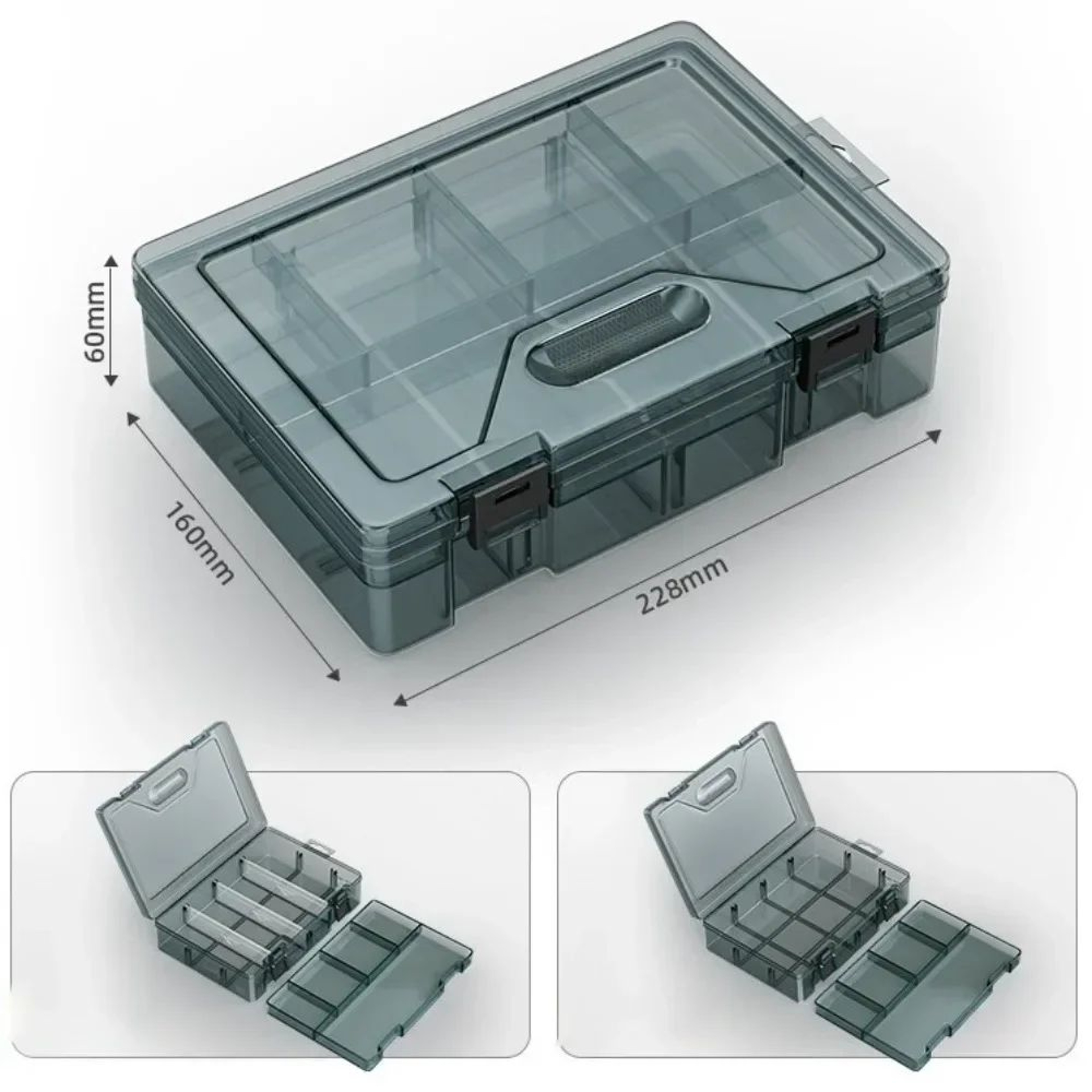 Thickened Transparent Tool Parts Organizer Box With Removable Grid Compartments For Screws Drill Bi 12