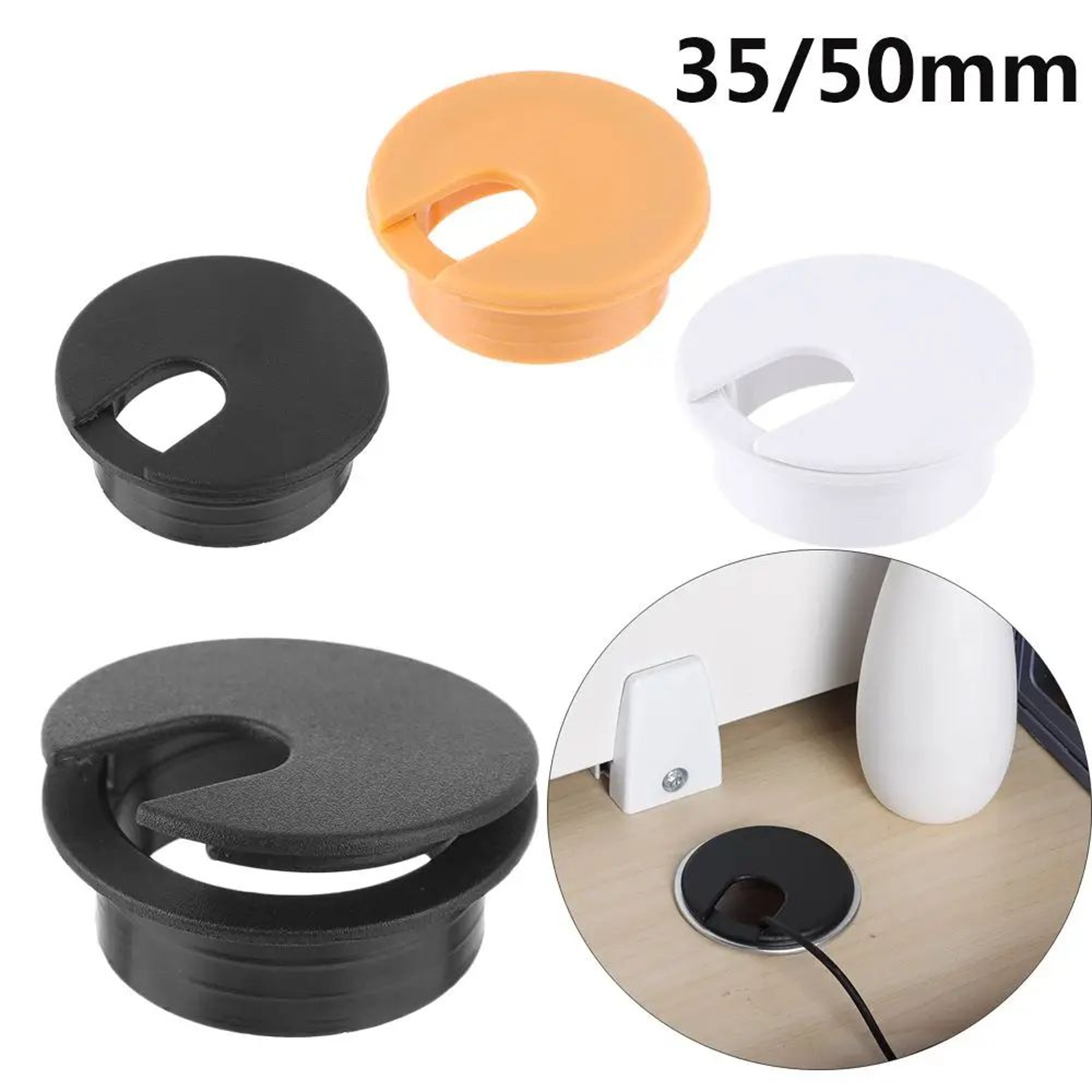 Desk Cable Grommet Hole Cover 3550mm Wire PassThrough Cap For Computer Table Clean Cable Management 0
