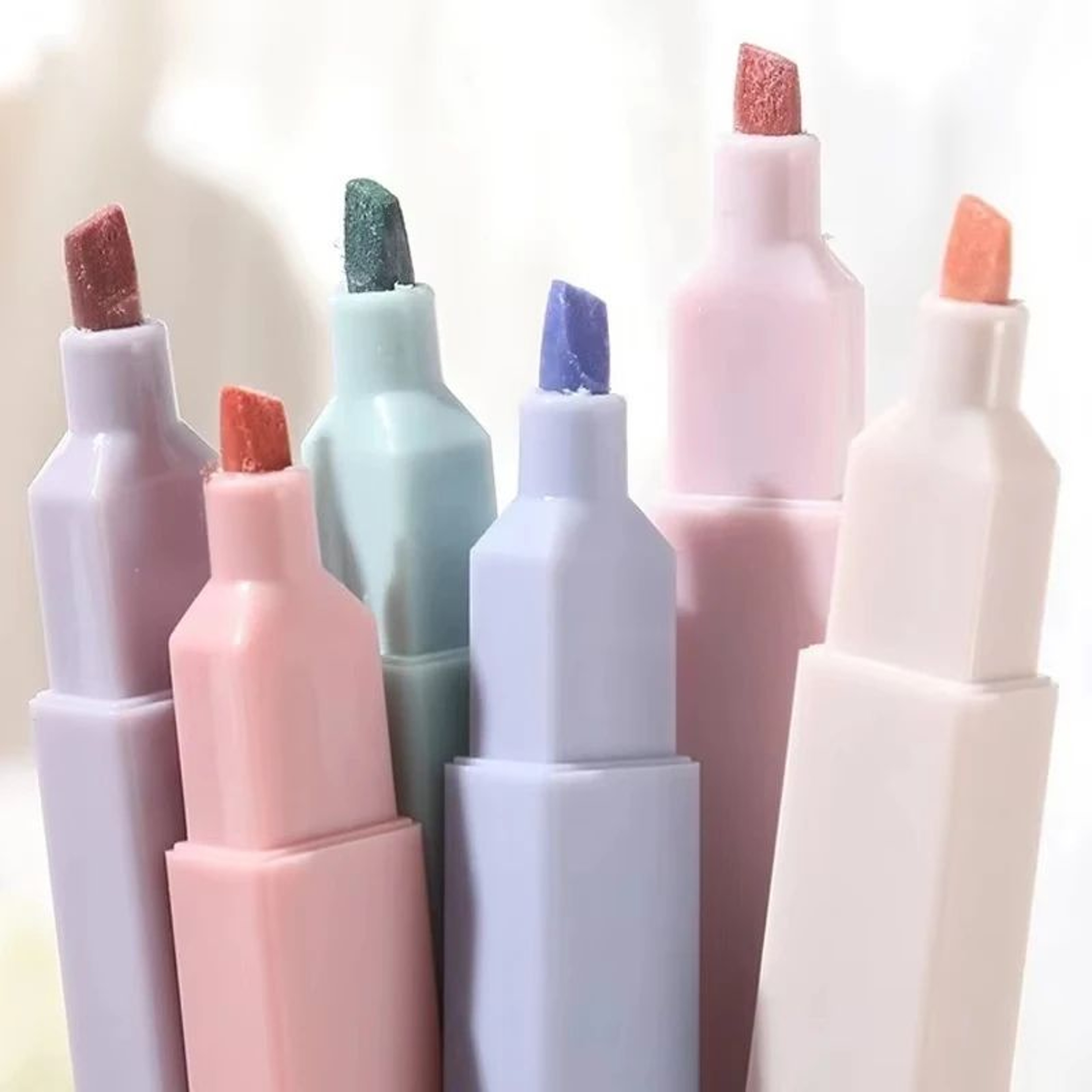 6 Pcs Pastel Highlighter Set Kawaii Japanese Stationery Color Markers Cute Mildliners For Notes Jou 2