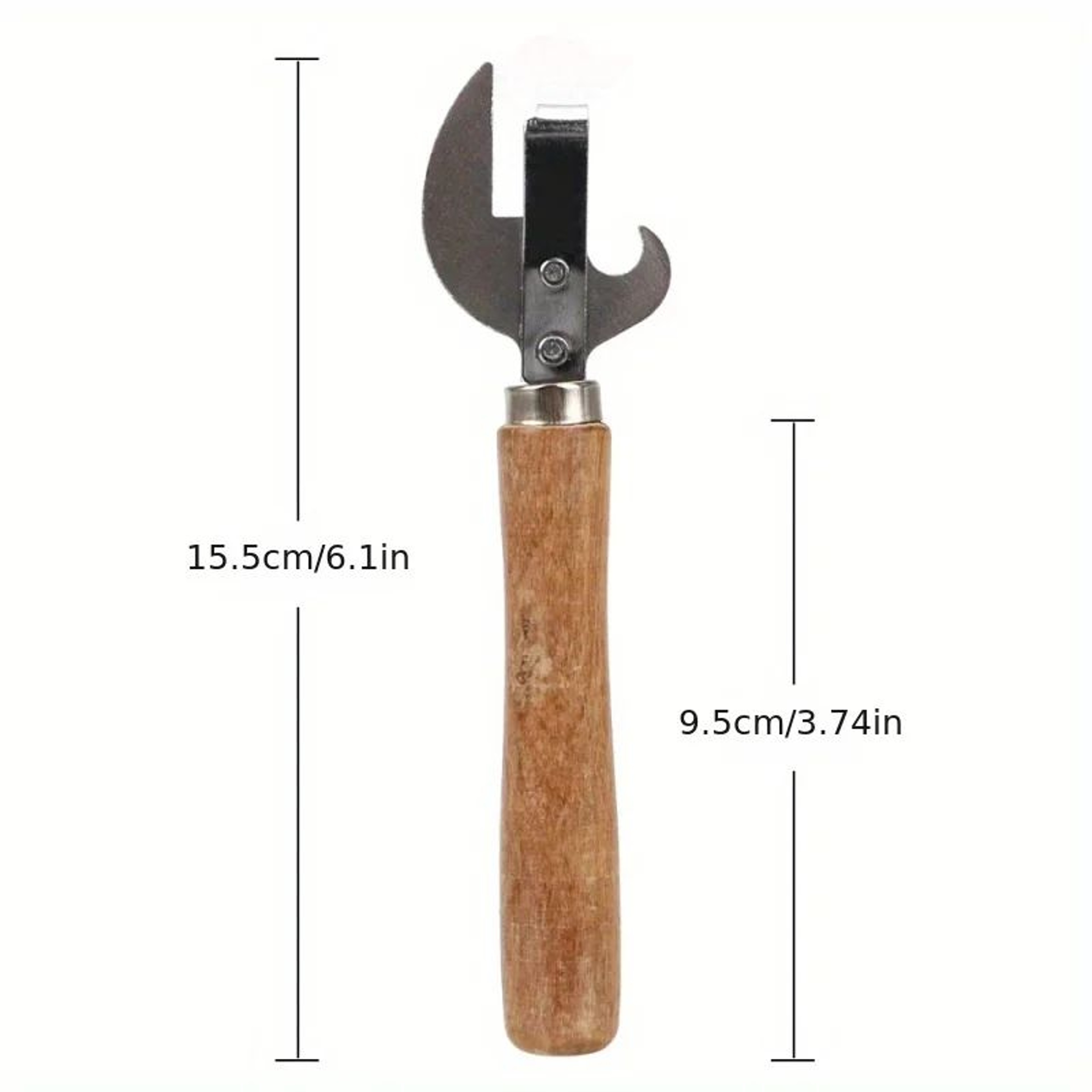Easy Grip Manual Can Opener Wooden Handle Safe Smooth Cut Jar  Bottle Opener Heavy Duty Kitchen Too 3
