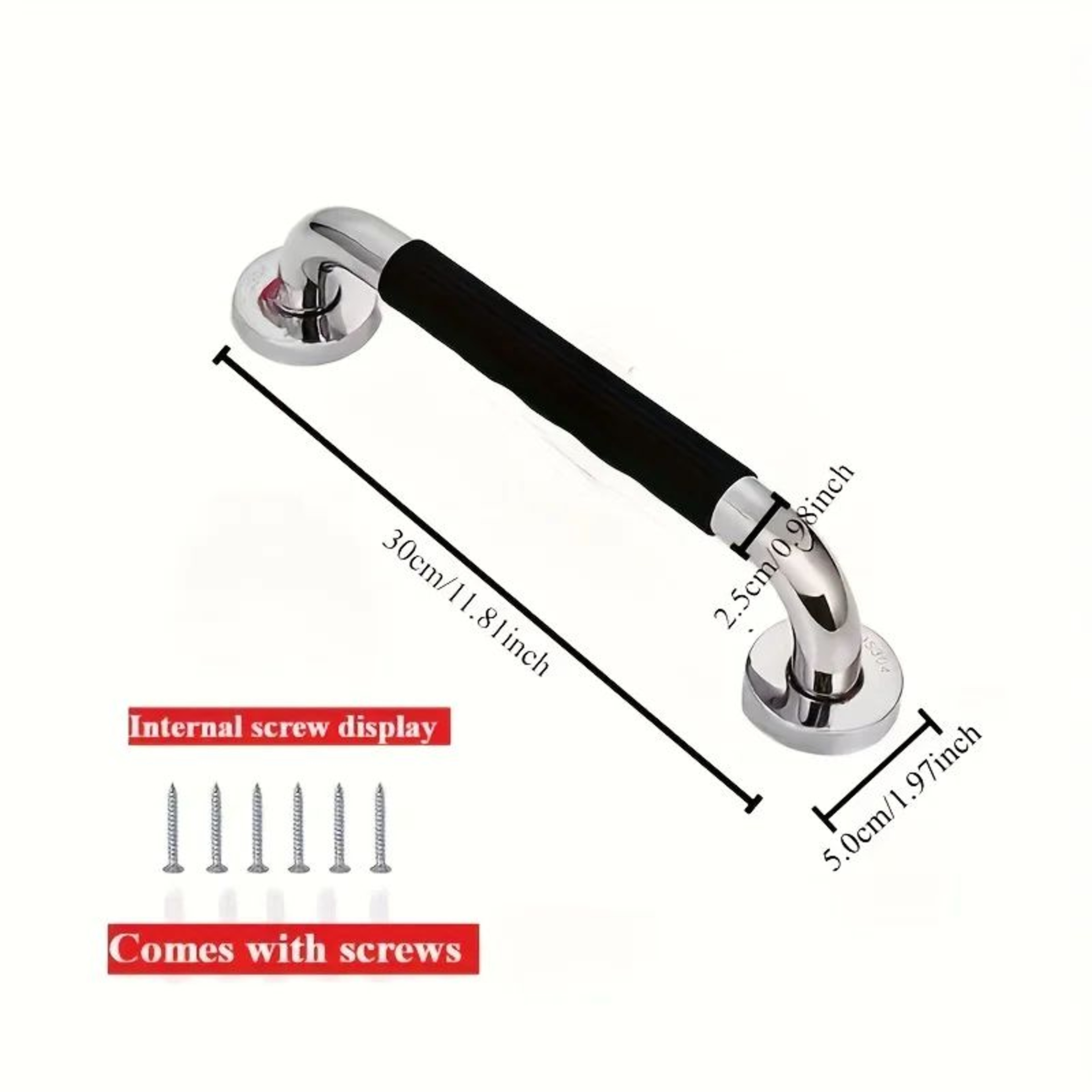 304 Stainless Steel Shower Grab Bar  NonSlip Silicone Grip Safety Handle For Elderly Disabled Bathr 0