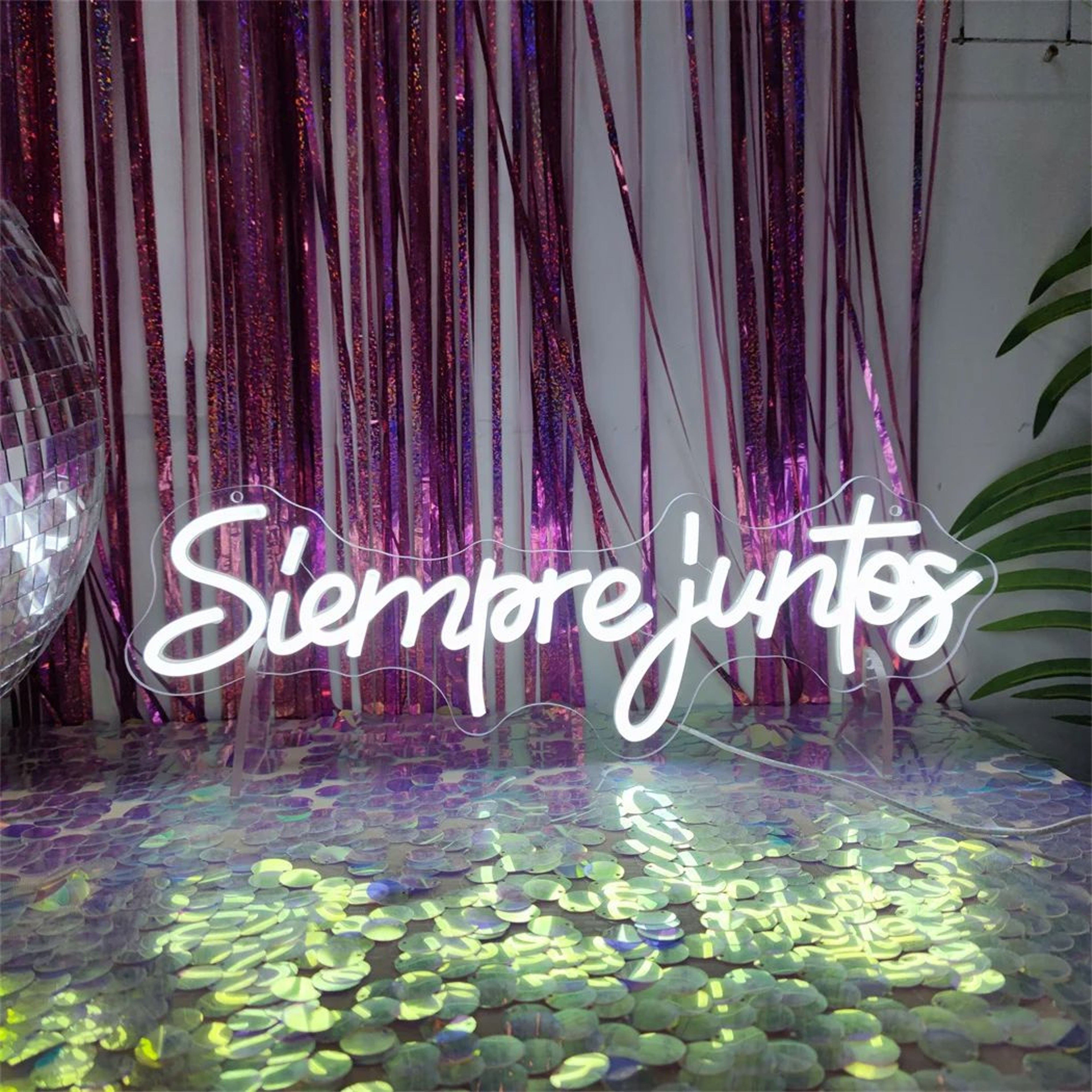Siempre Juntos LED Neon Sign  Spanish Always Together Wedding  Engagement Wall Decor Light Romantic 0