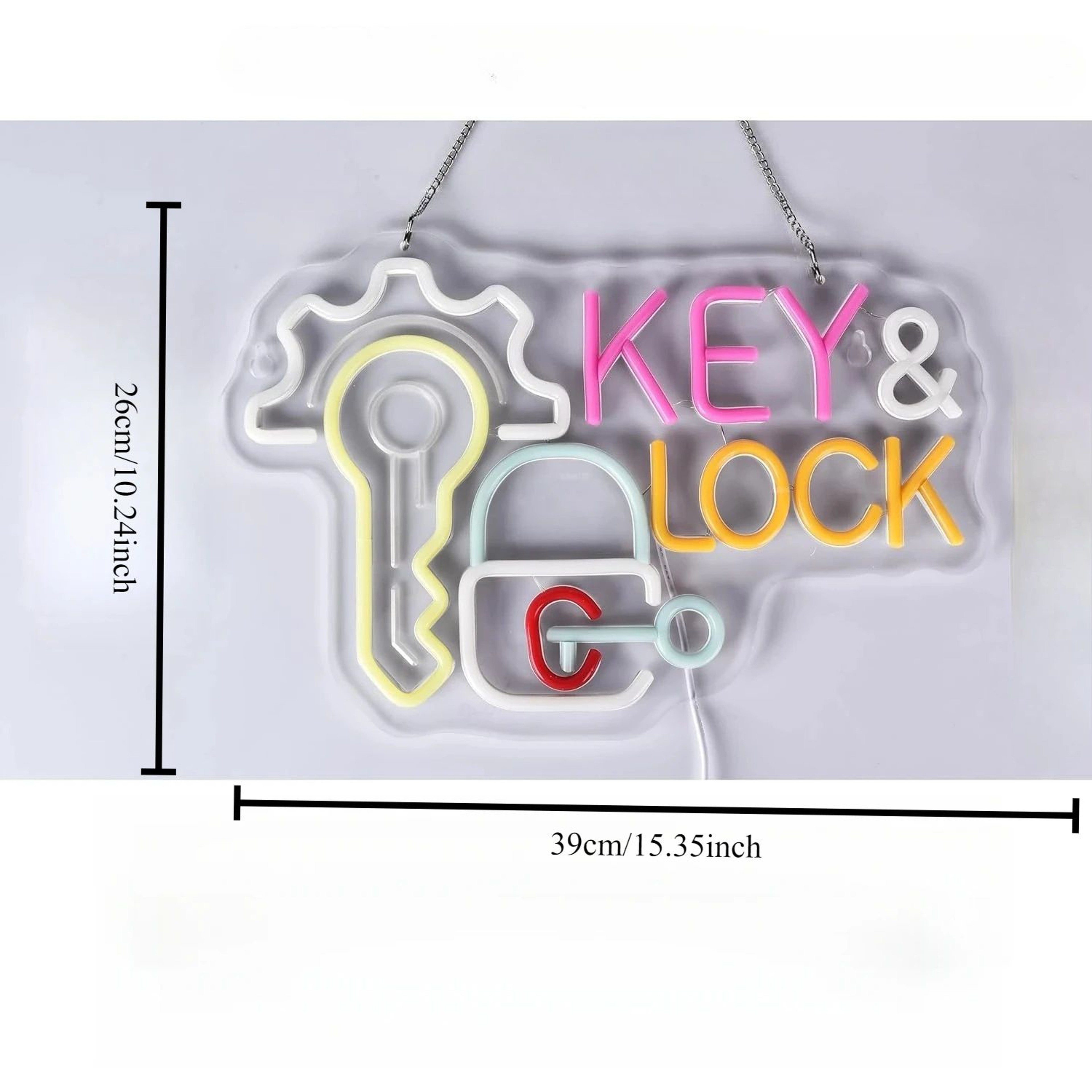Key  Lock LED Neon Sign  Hanging Wall Light Decor For Locksmith Shop Security Store Car Dealership  4