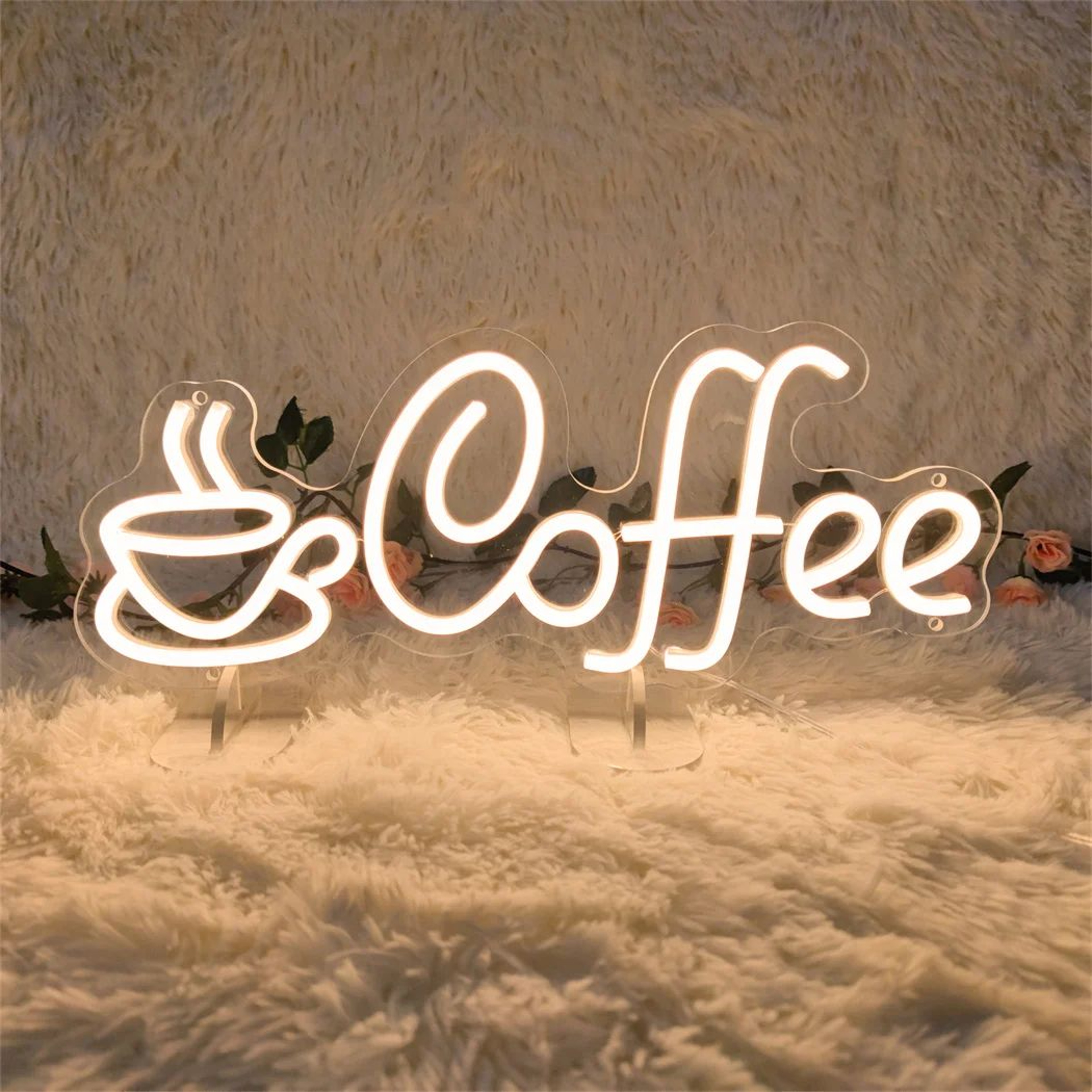 LED Coffee Neon Sign USB Powered Wall Light  Single Color Hanging Decor For Cafe Bar Shop Kitchen   3