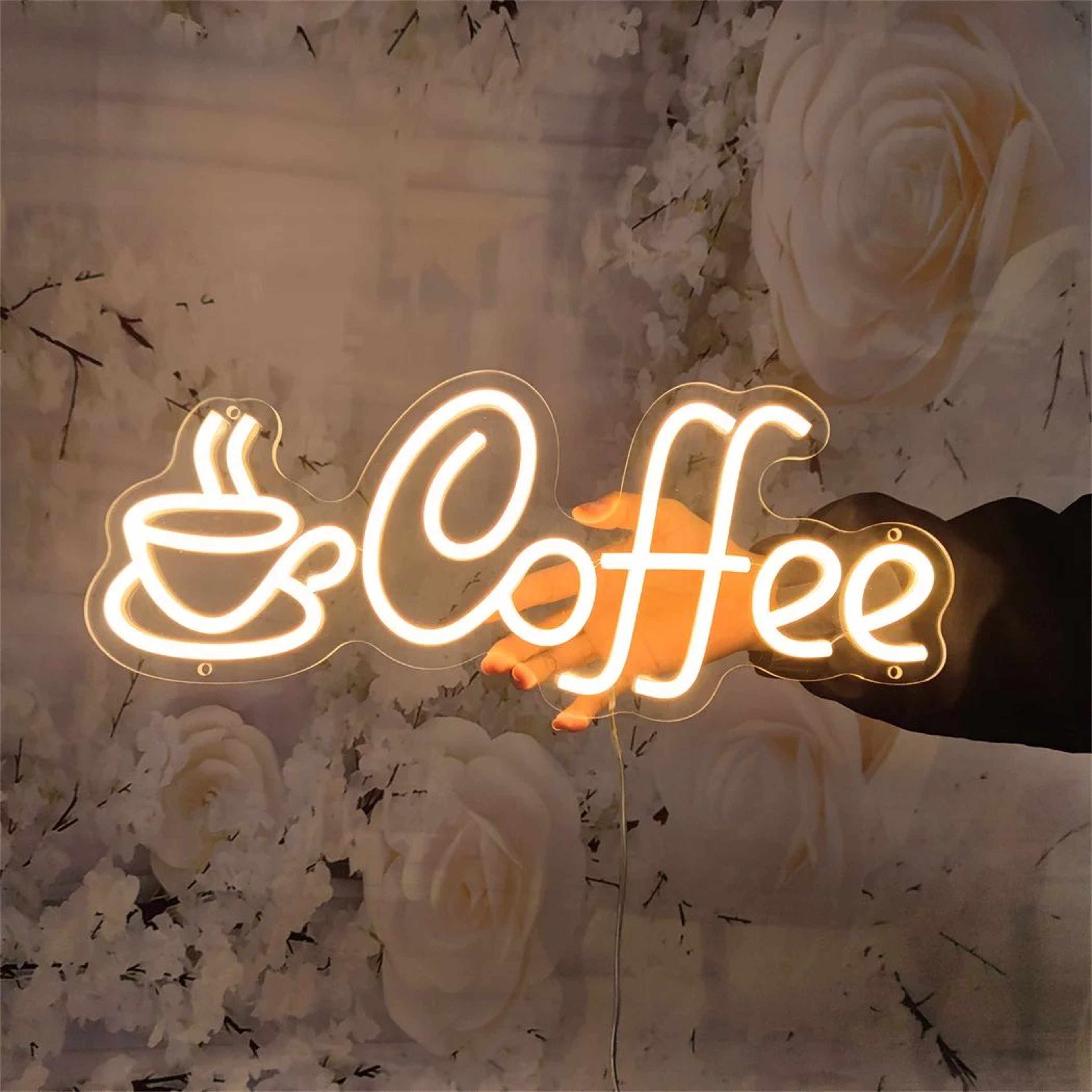 LED Coffee Neon Sign USB Powered Wall Light  Single Color Hanging Decor For Cafe Bar Shop Kitchen   4
