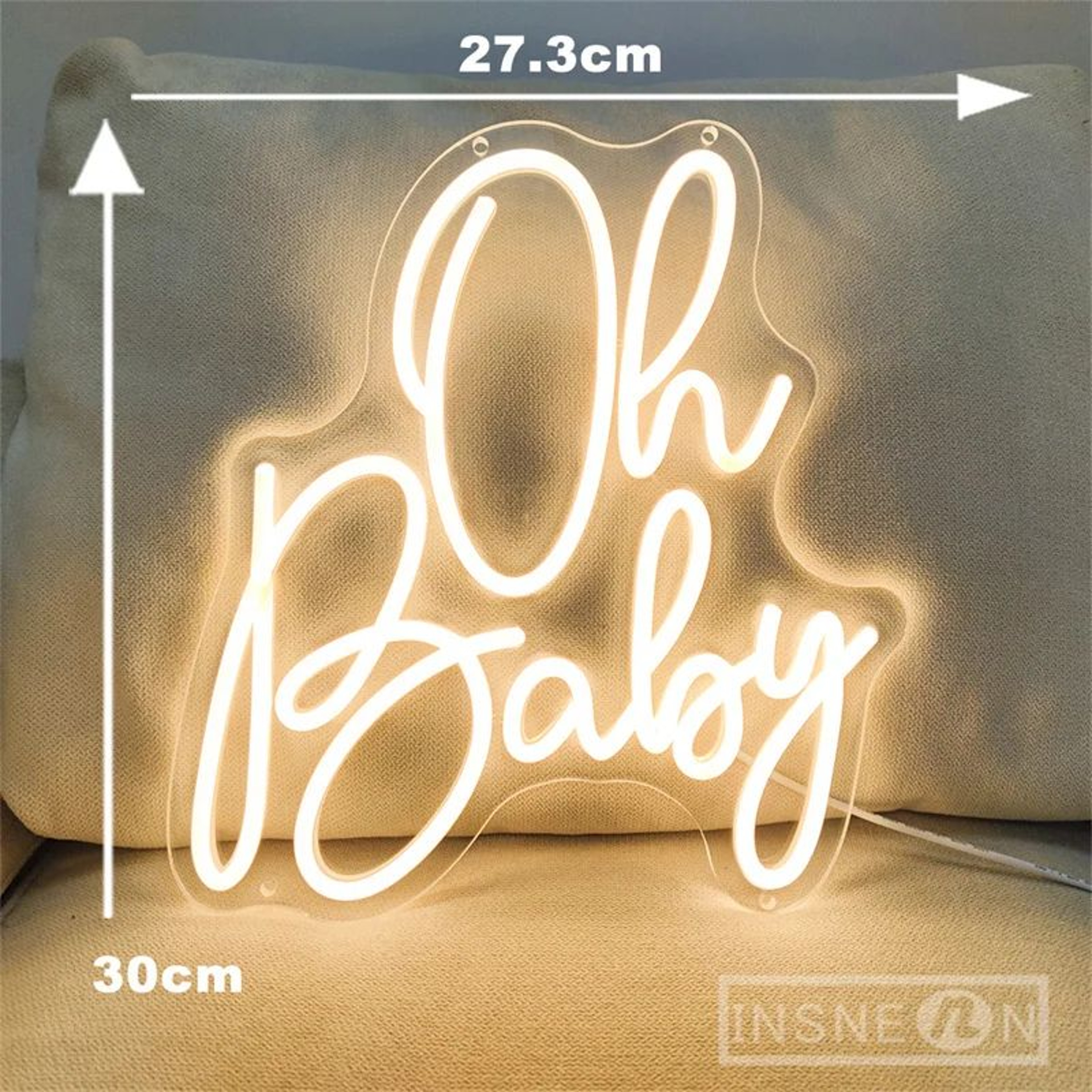 Oh Baby Personalized LED Neon Sign  Custom Baby Shower Wall Decor Light For Nursery Kids Bedroom Ph 1