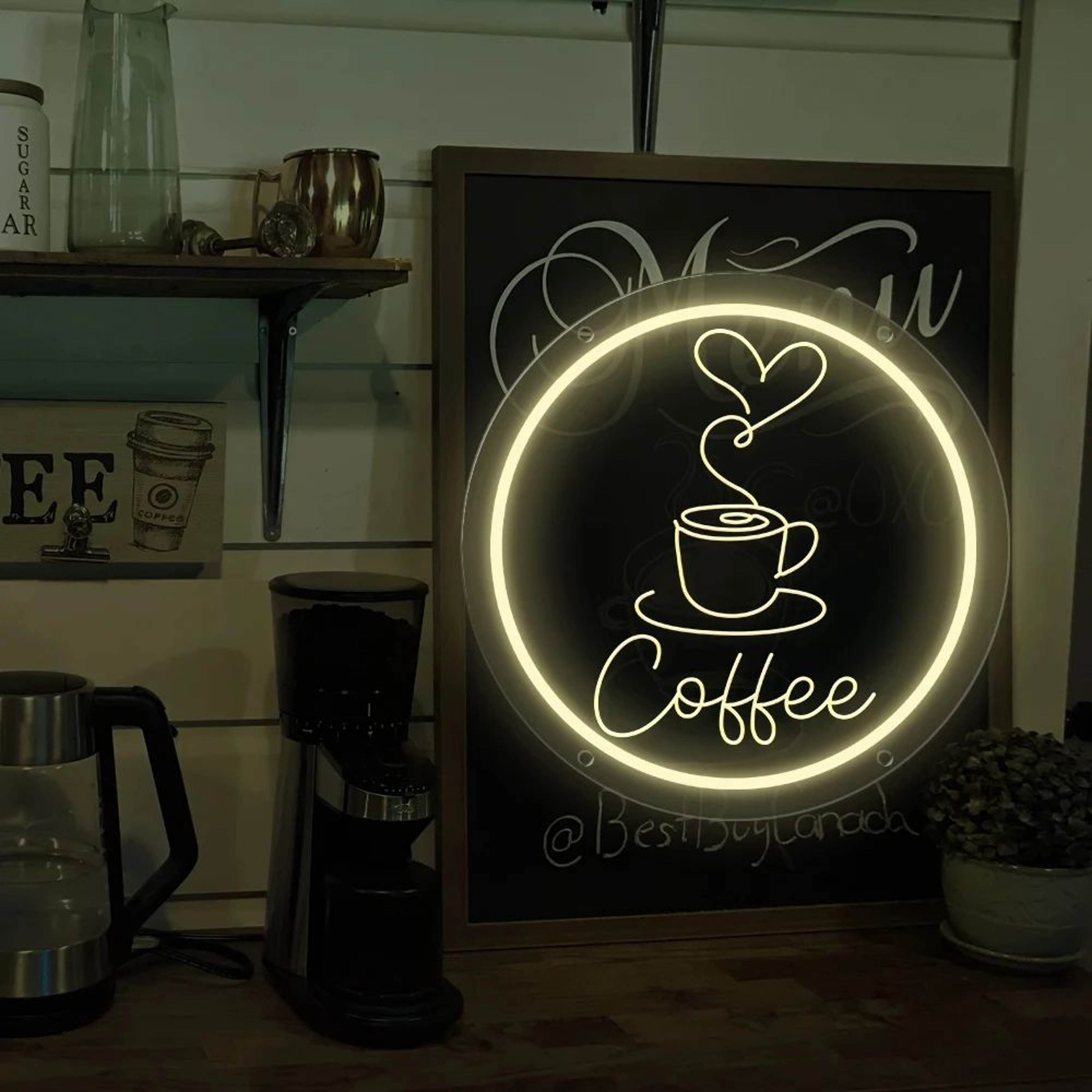 Coffee Bar LED Neon Sign  Wall Hanging Decor Light For Cafe Restaurant Kitchen  Home Coffee Corner  3