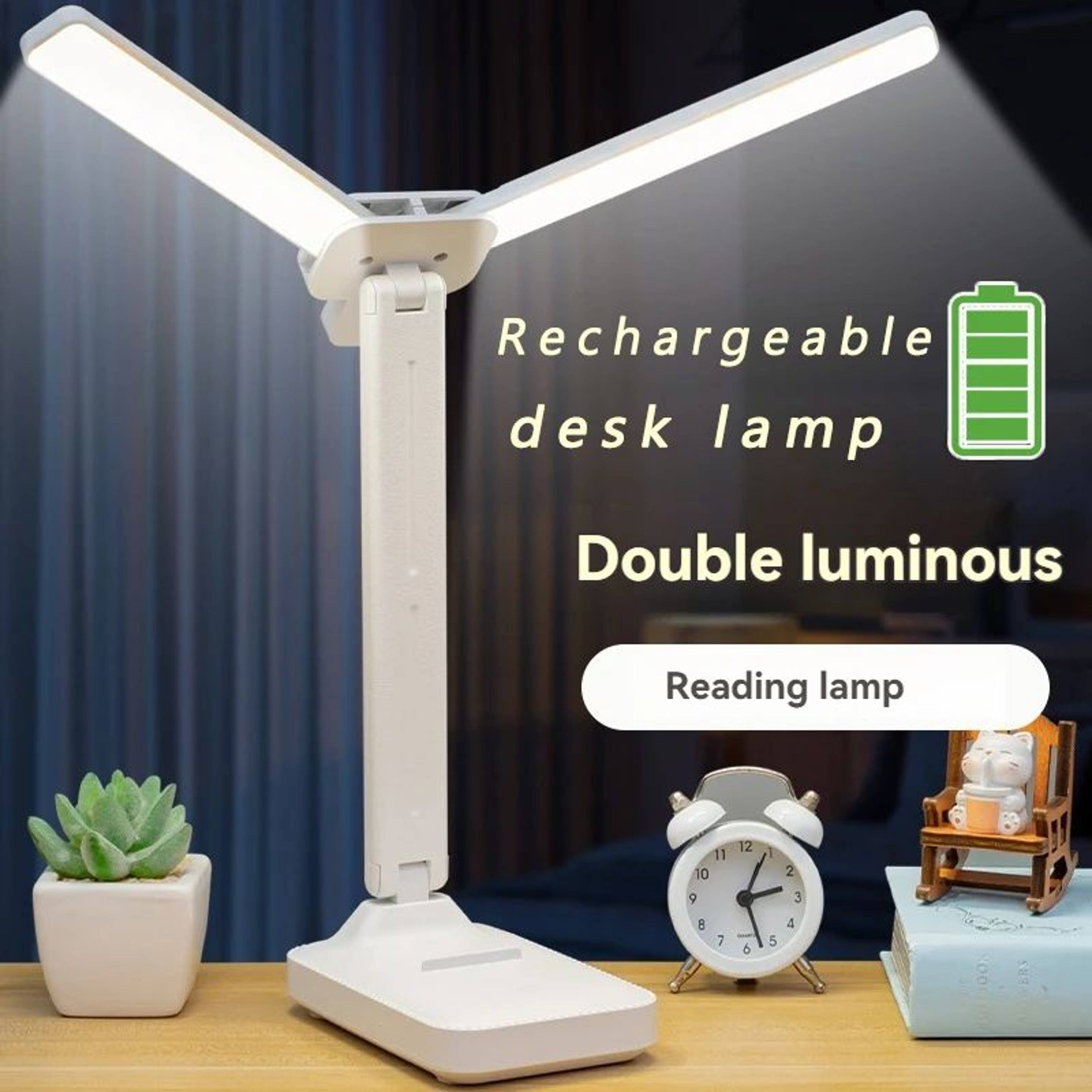USB Rechargeable LED Desk Lamp Foldable Touch Table Light 3 Level Dimmable EyeCare Lighting For Bed 1
