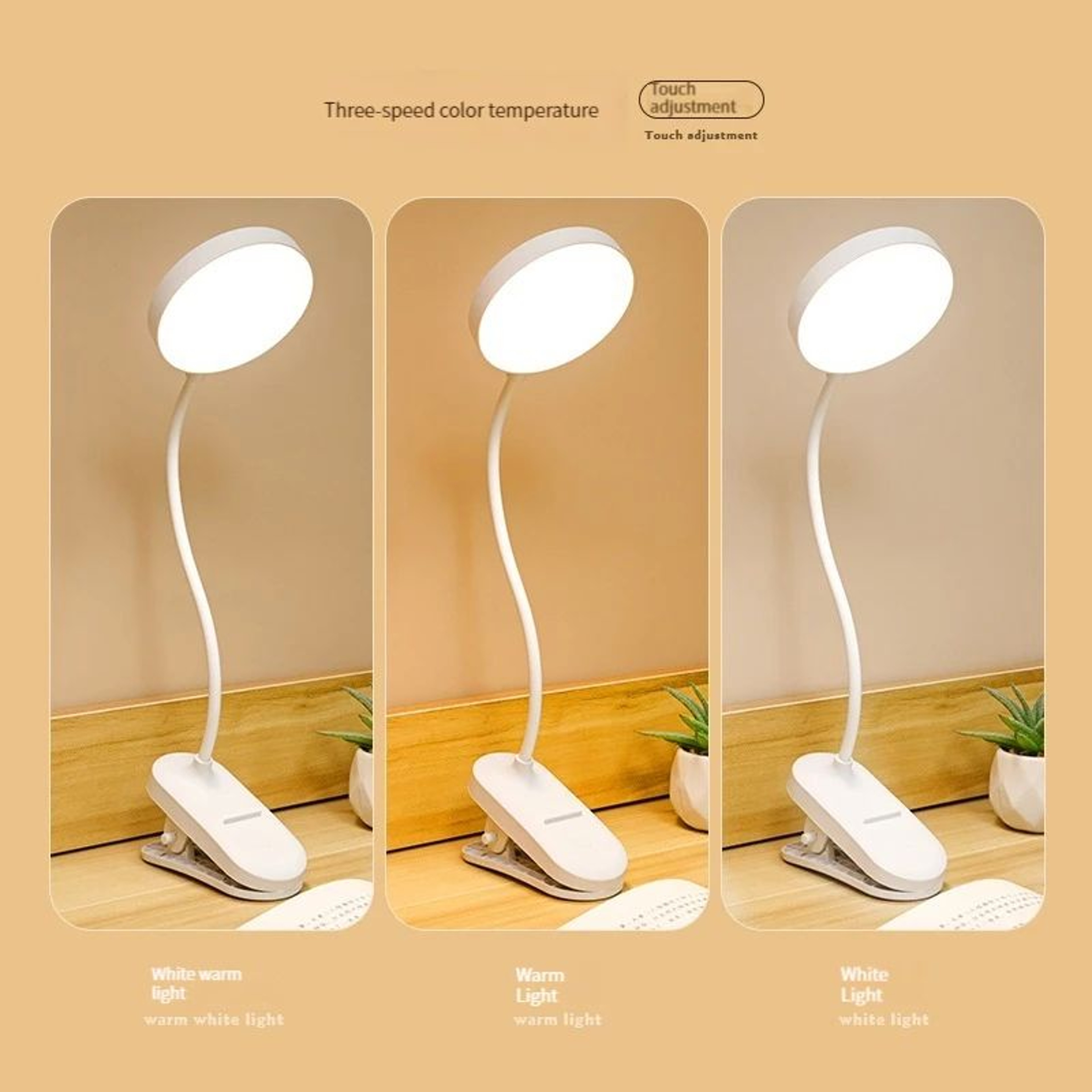 USB Rechargeable ClipOn LED Desk Lamp 3 Color Temperatures  Dimmable Reading Light For Study Office 2