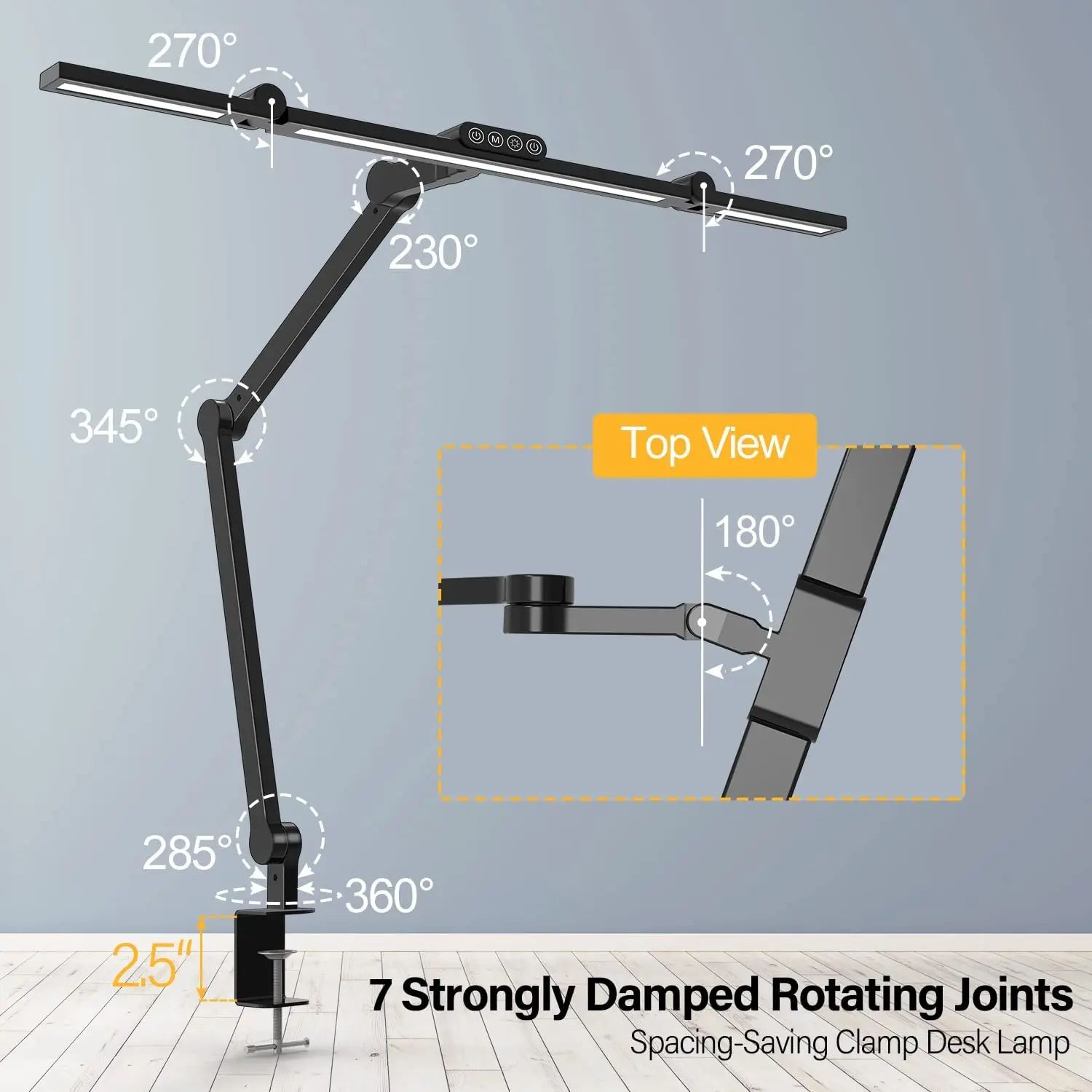 24W Ultra Bright LED Clamp Desk Lamp Auto Dimming Architect Task Light With Atmosphere Lighting For 5