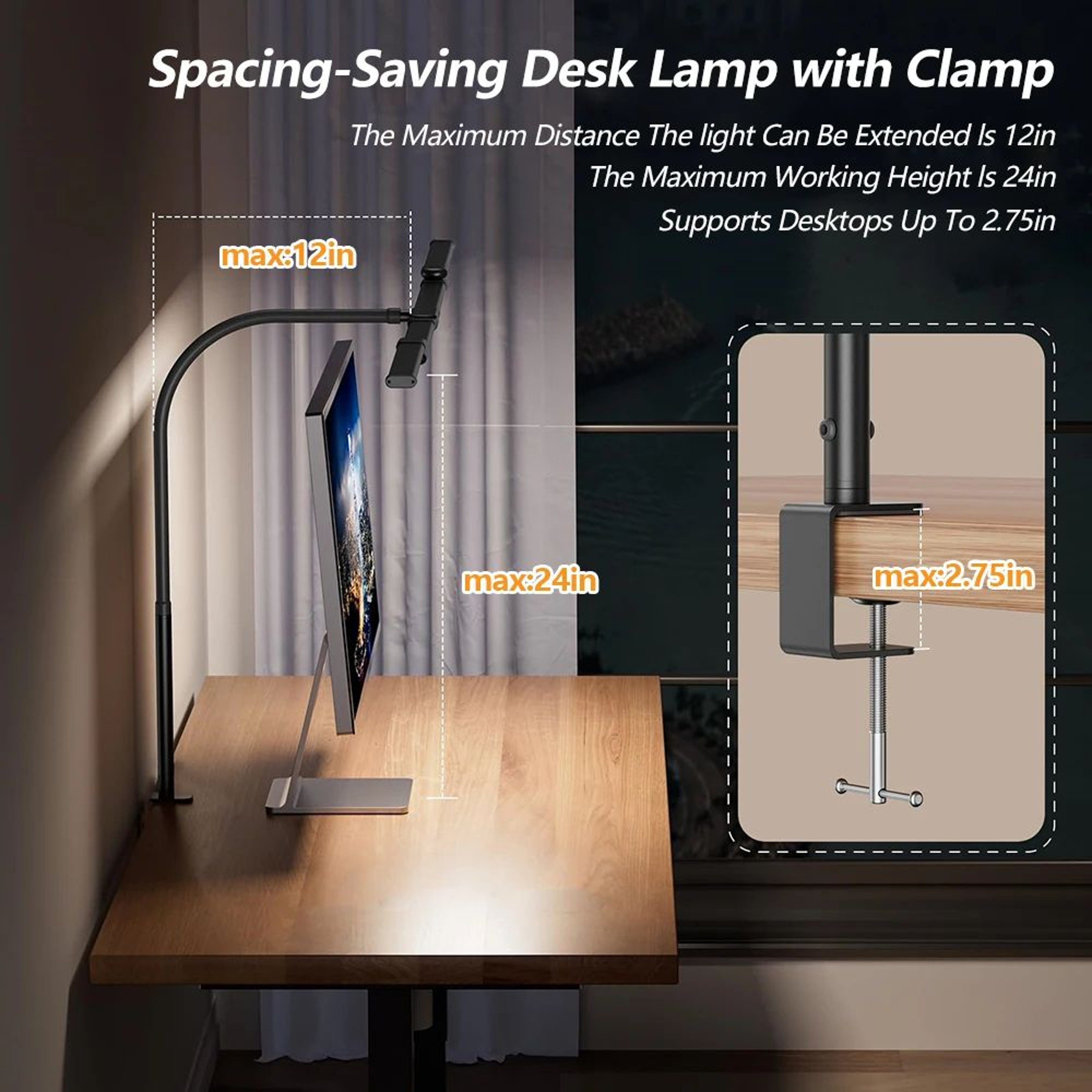 3Head 16W LED Desk Lamp EyeCaring Architect Task Light 5 Color Modes 10Level Dimming Monitor Office 5