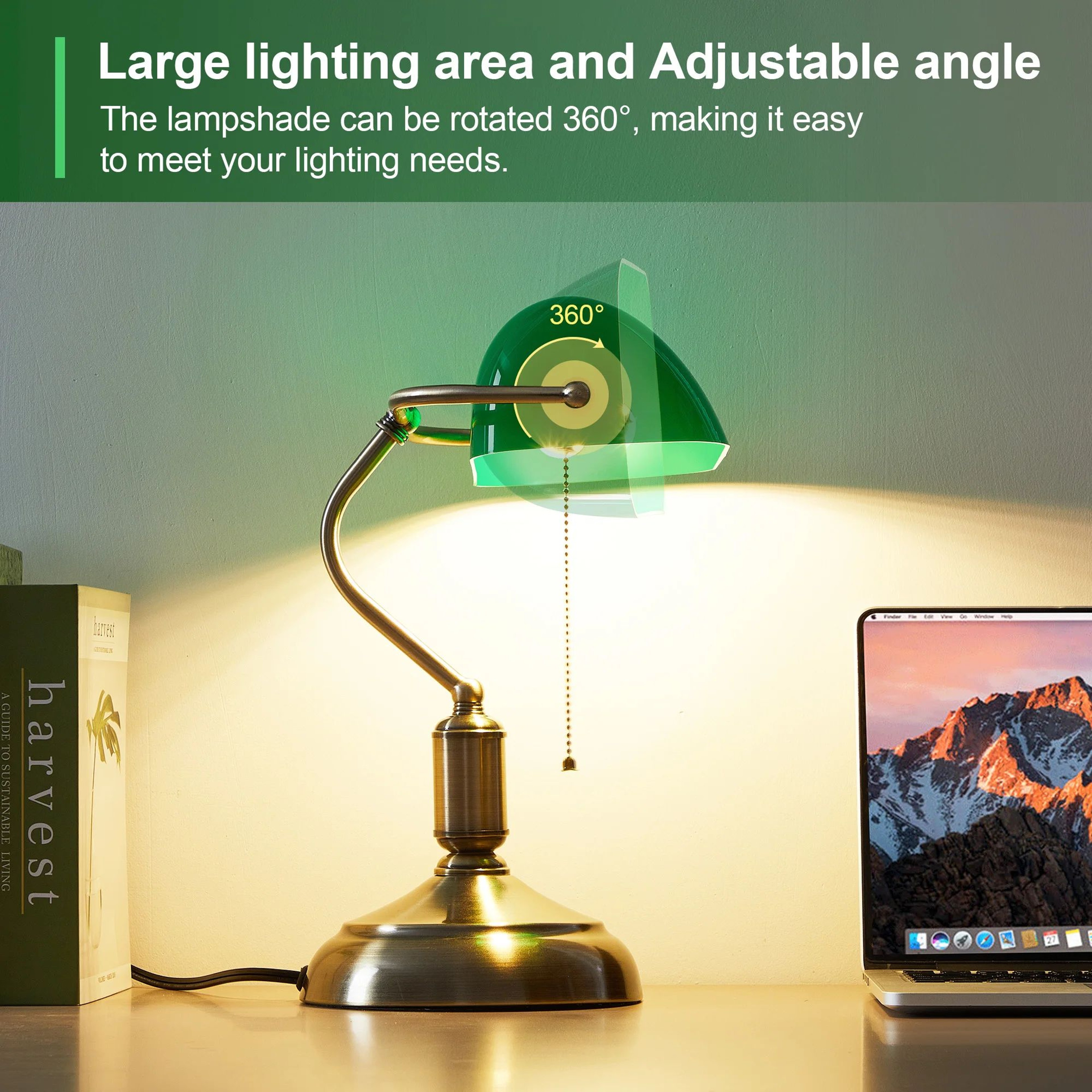 Classic Green Bankers Desk Lamp LED Reading Table Light With Acrylic Shade Vintage Study Lamp For H 5