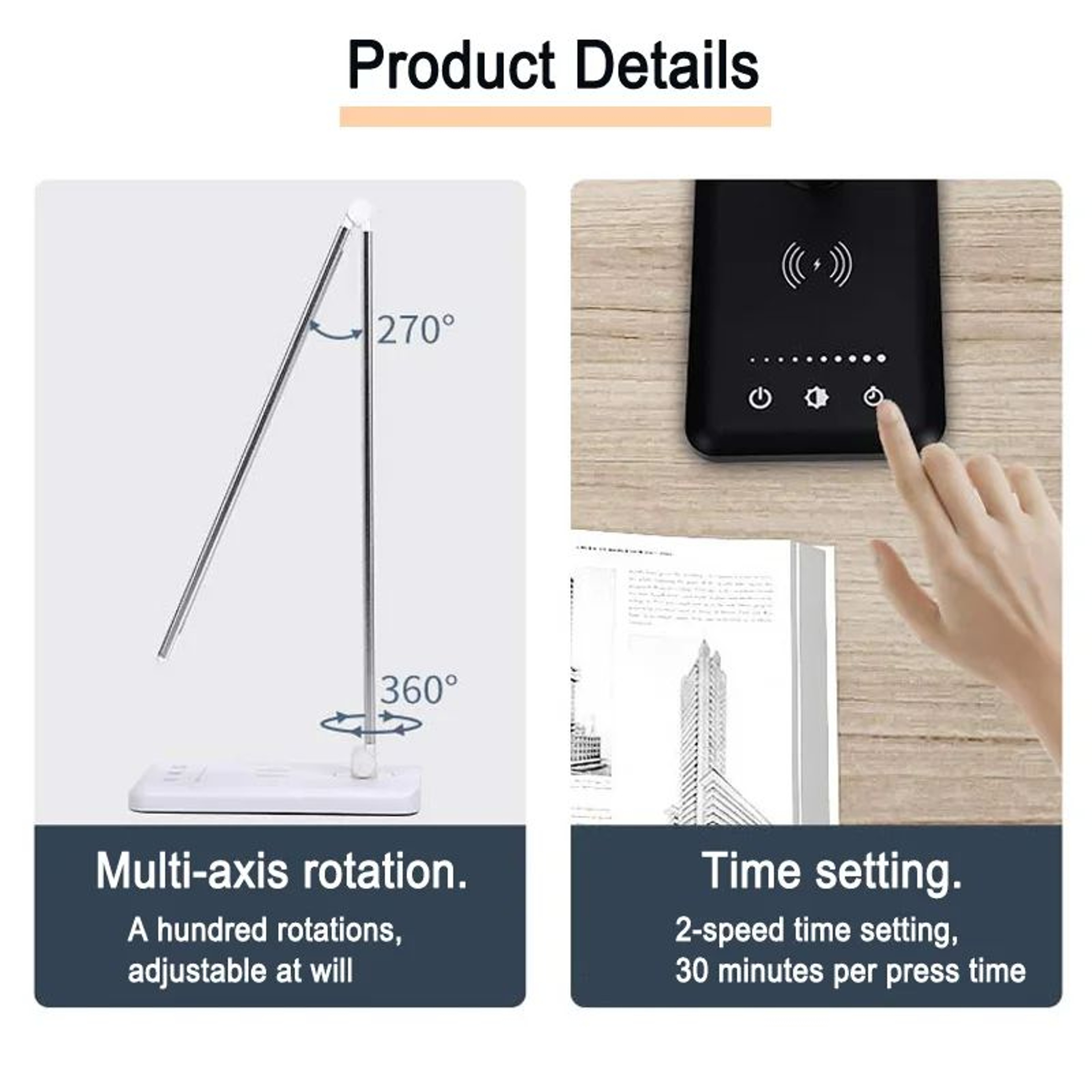 USB Rechargeable LED Desk Lamp Touch Control Foldable Portable Study Light For Kids Wireless Bedroo 15