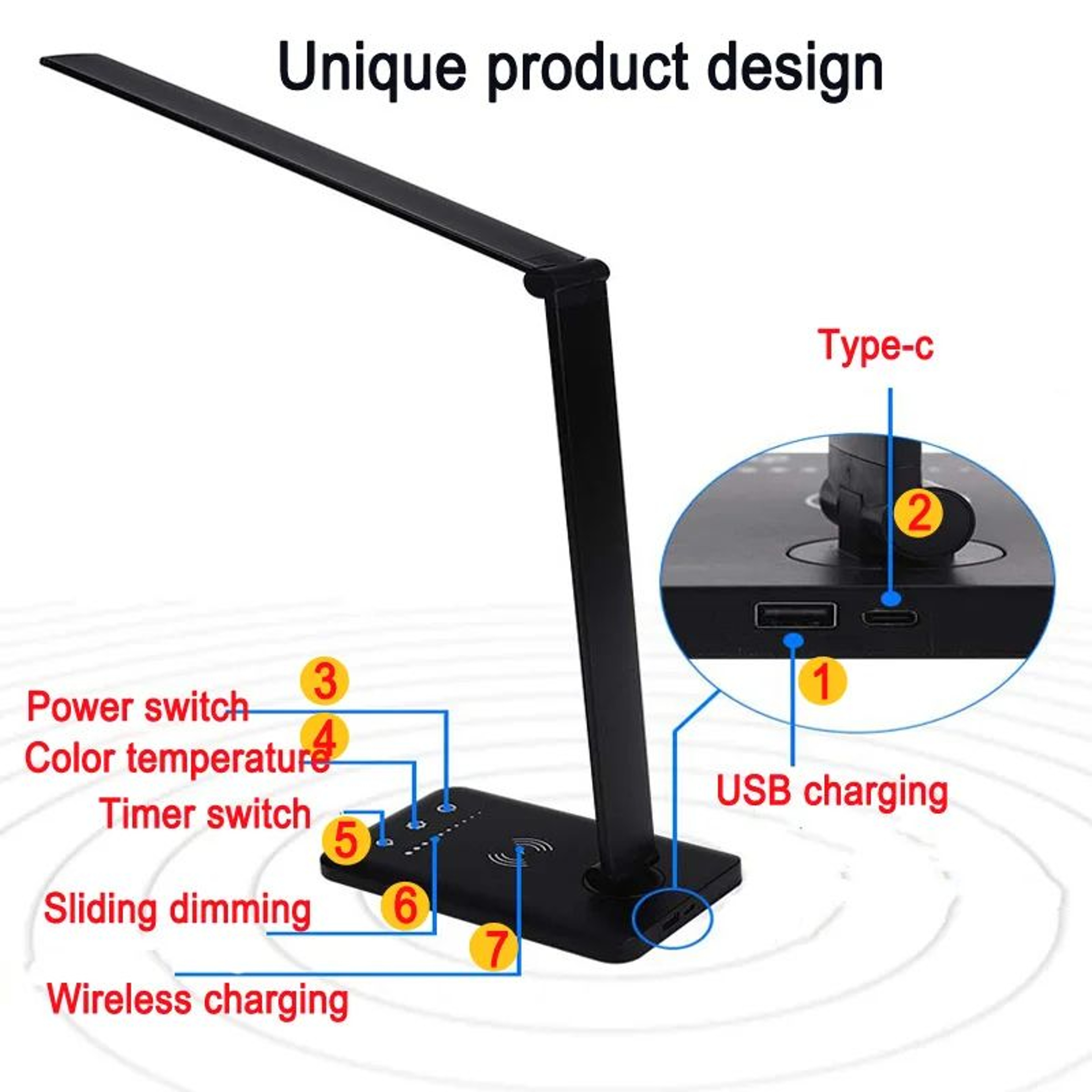 USB Rechargeable LED Desk Lamp Touch Control Foldable Portable Study Light For Kids Wireless Bedroo 8