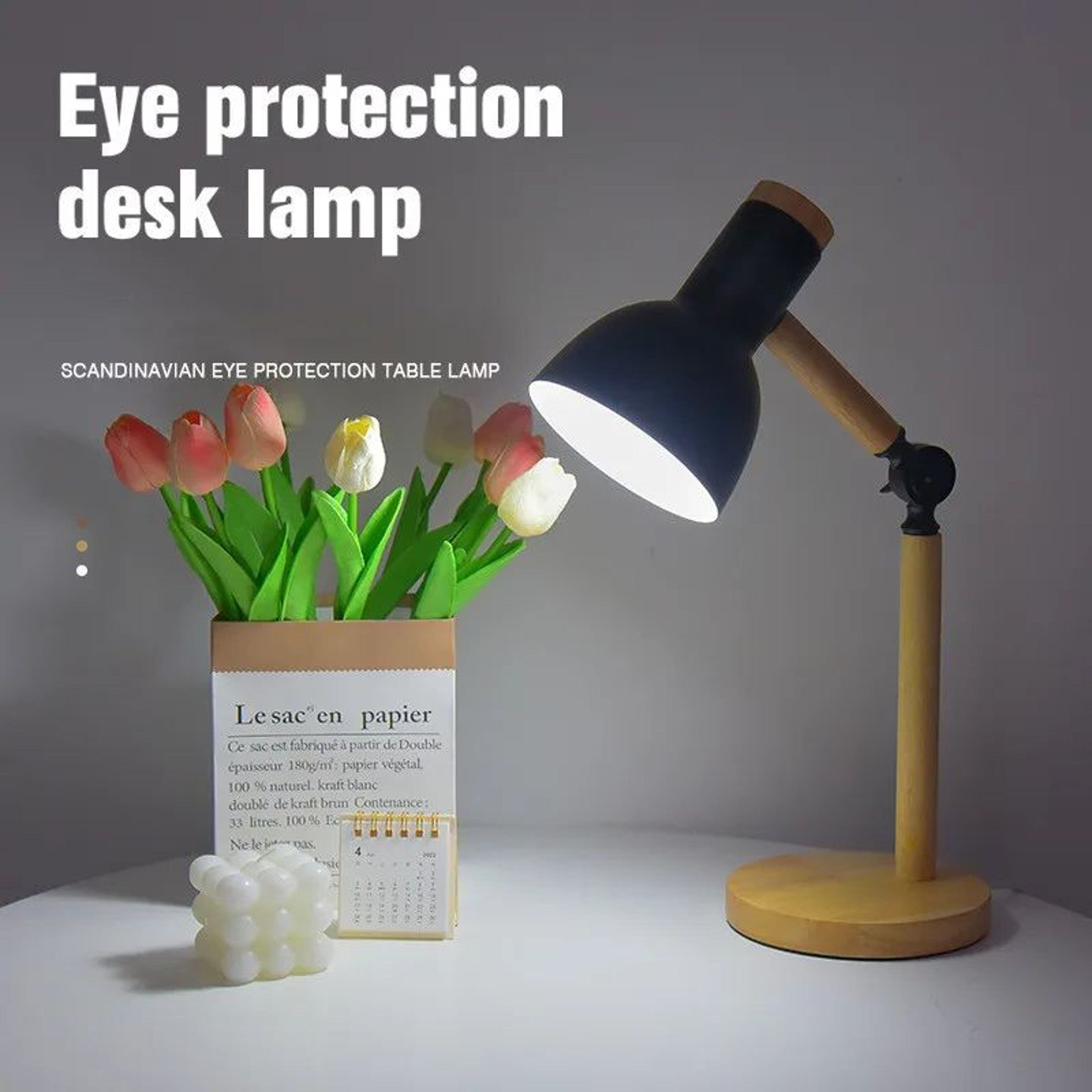 Nordic Wood E27 Desk Lamp Eye Protection Reading Table Light Height Adjustable Modern Bedside Lamp  1