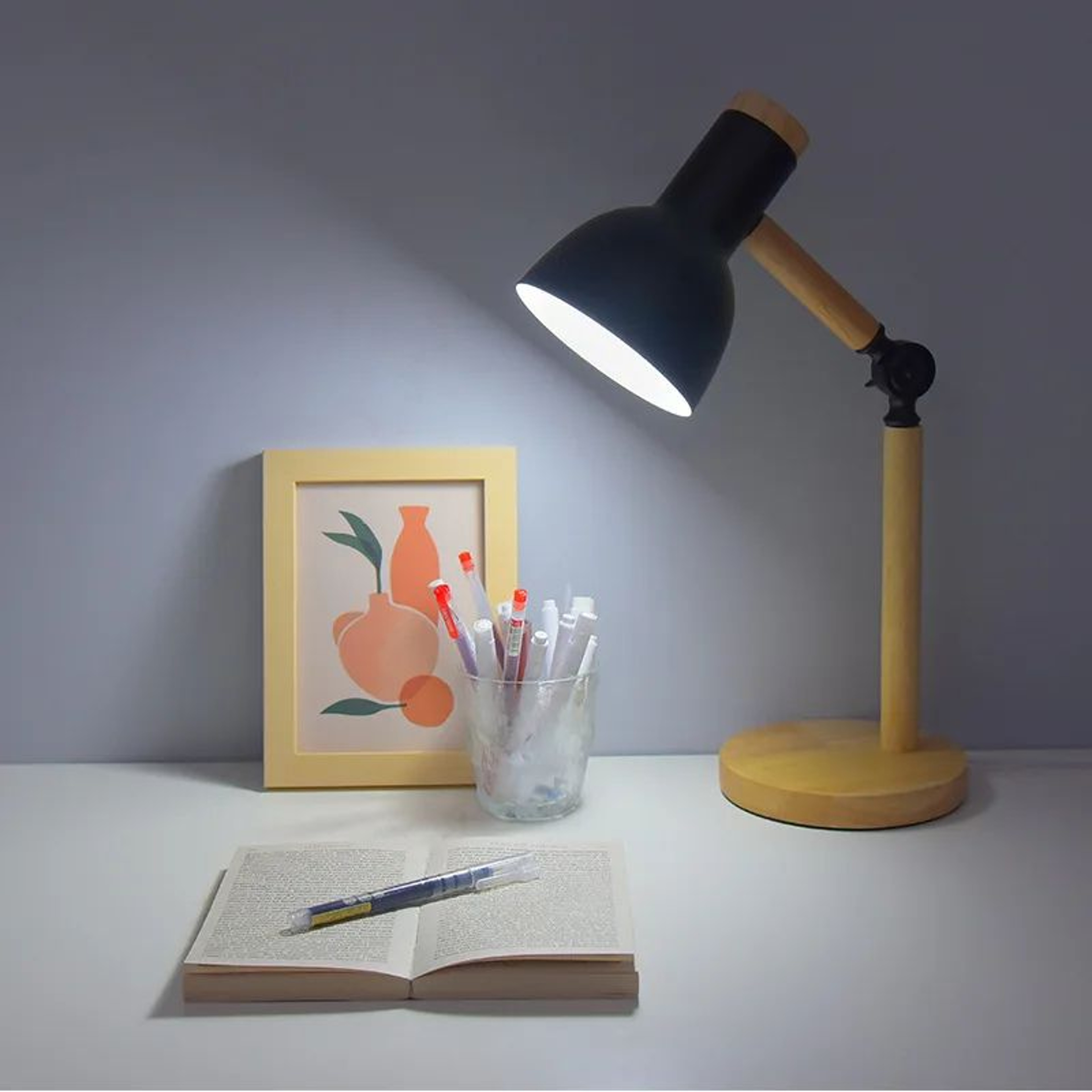 Nordic Wood E27 Desk Lamp Eye Protection Reading Table Light Height Adjustable Modern Bedside Lamp  3