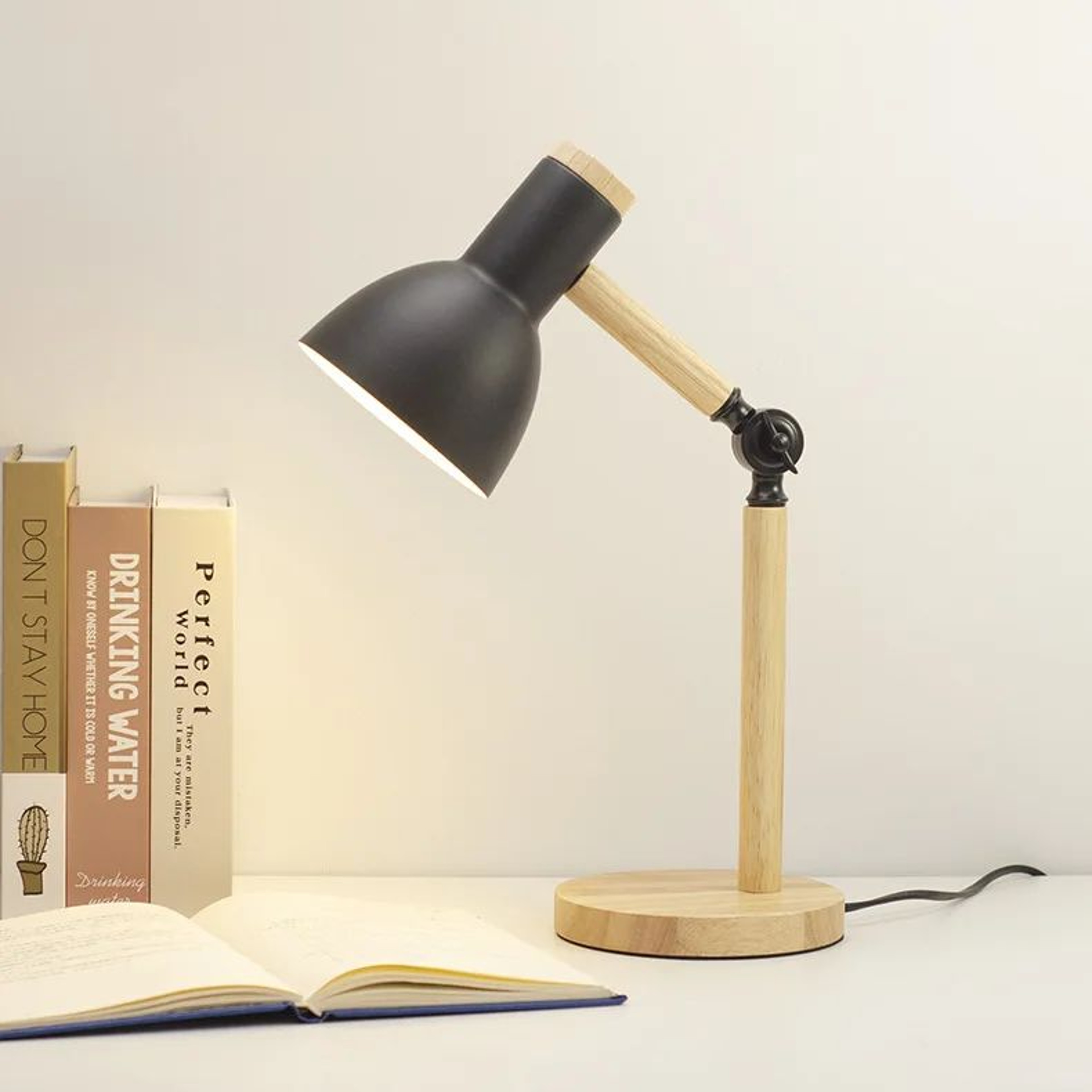 Nordic Wood E27 Desk Lamp Eye Protection Reading Table Light Height Adjustable Modern Bedside Lamp  6