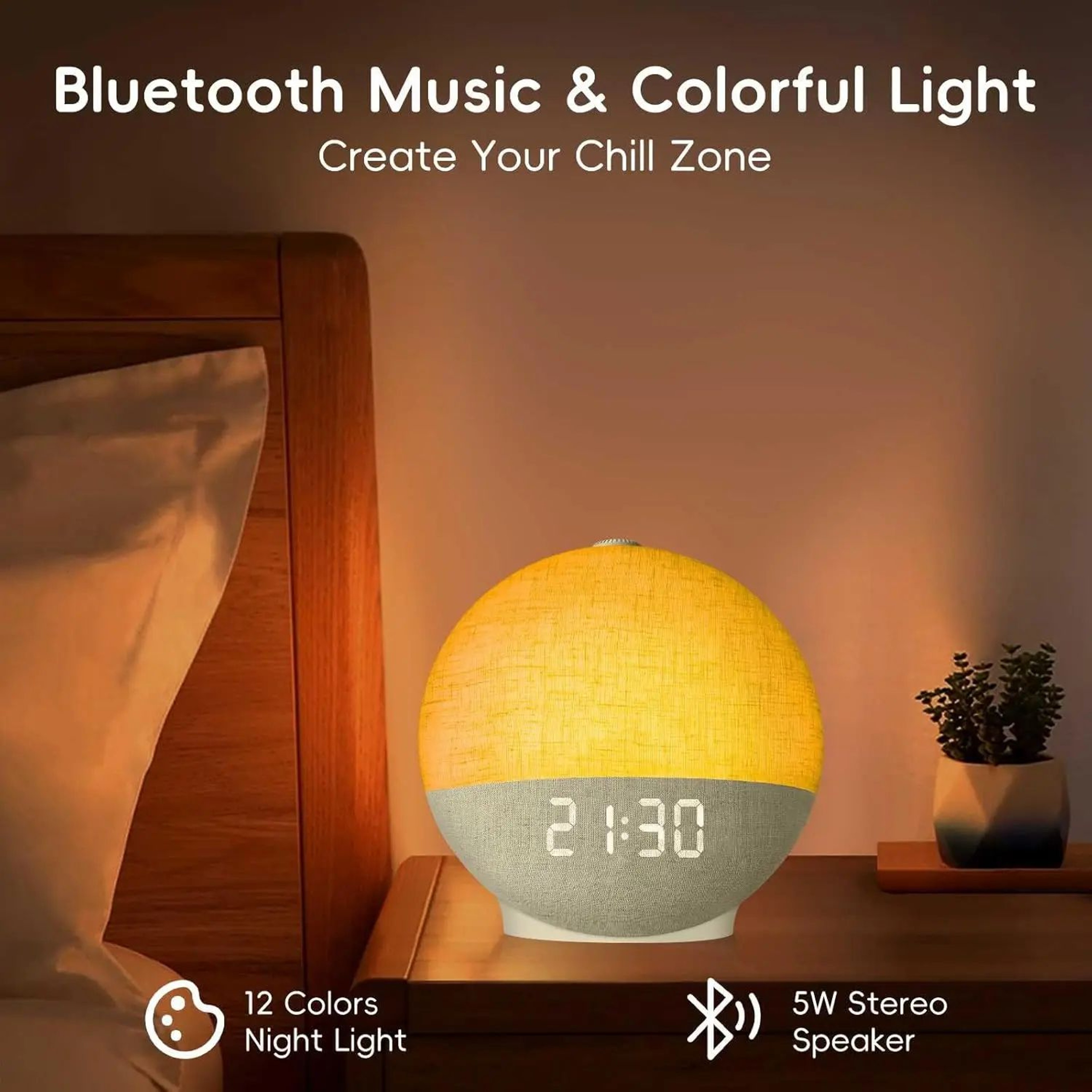 Sunrise Alarm Clock Wake Up Light White Noise Sound Machine 30 Sleep Sounds Bluetooth Speaker Night 4