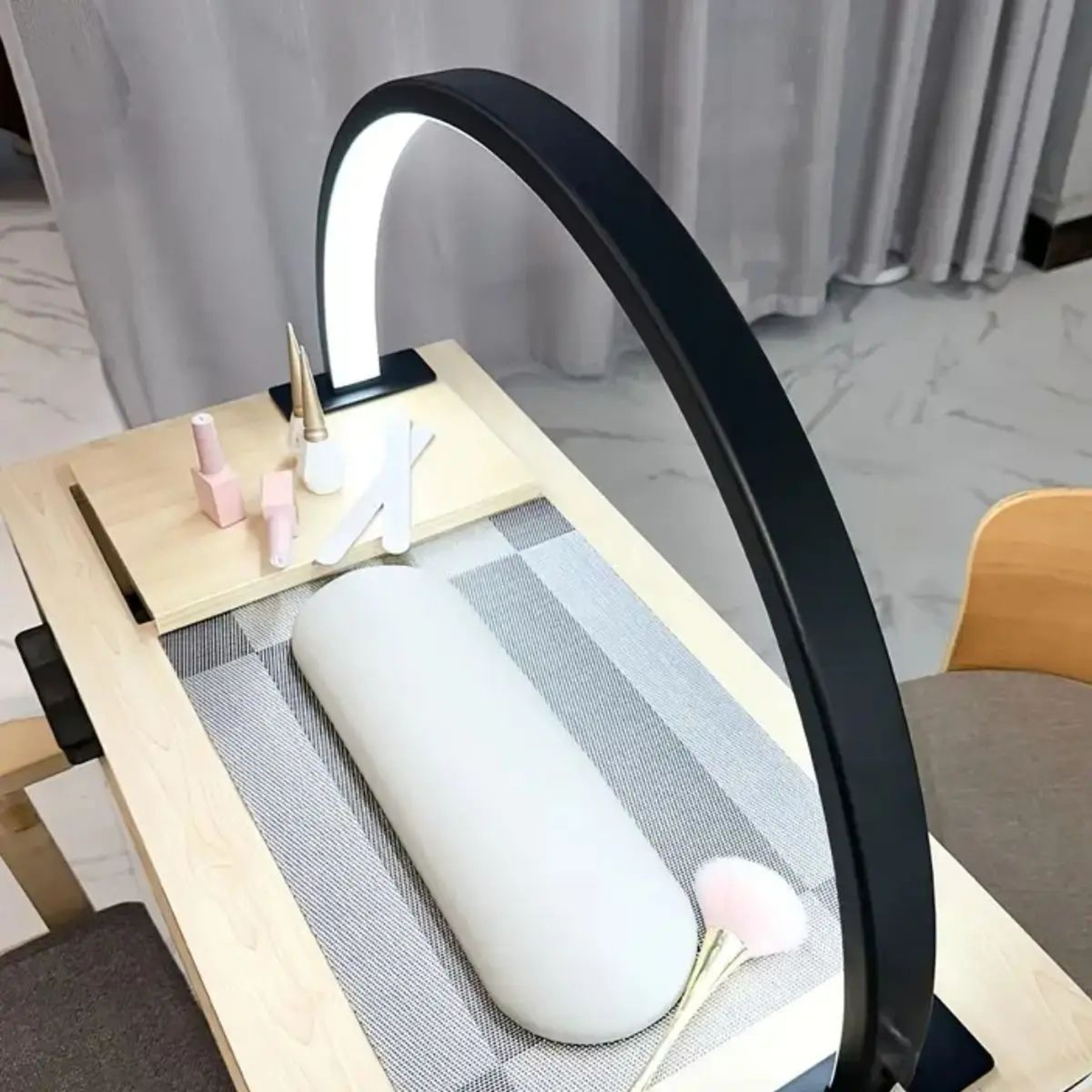 Crescent Nail Desk Lamp Adjustable Brightness  Color Temp LED Lash Extension Light For Salon Skinca 3