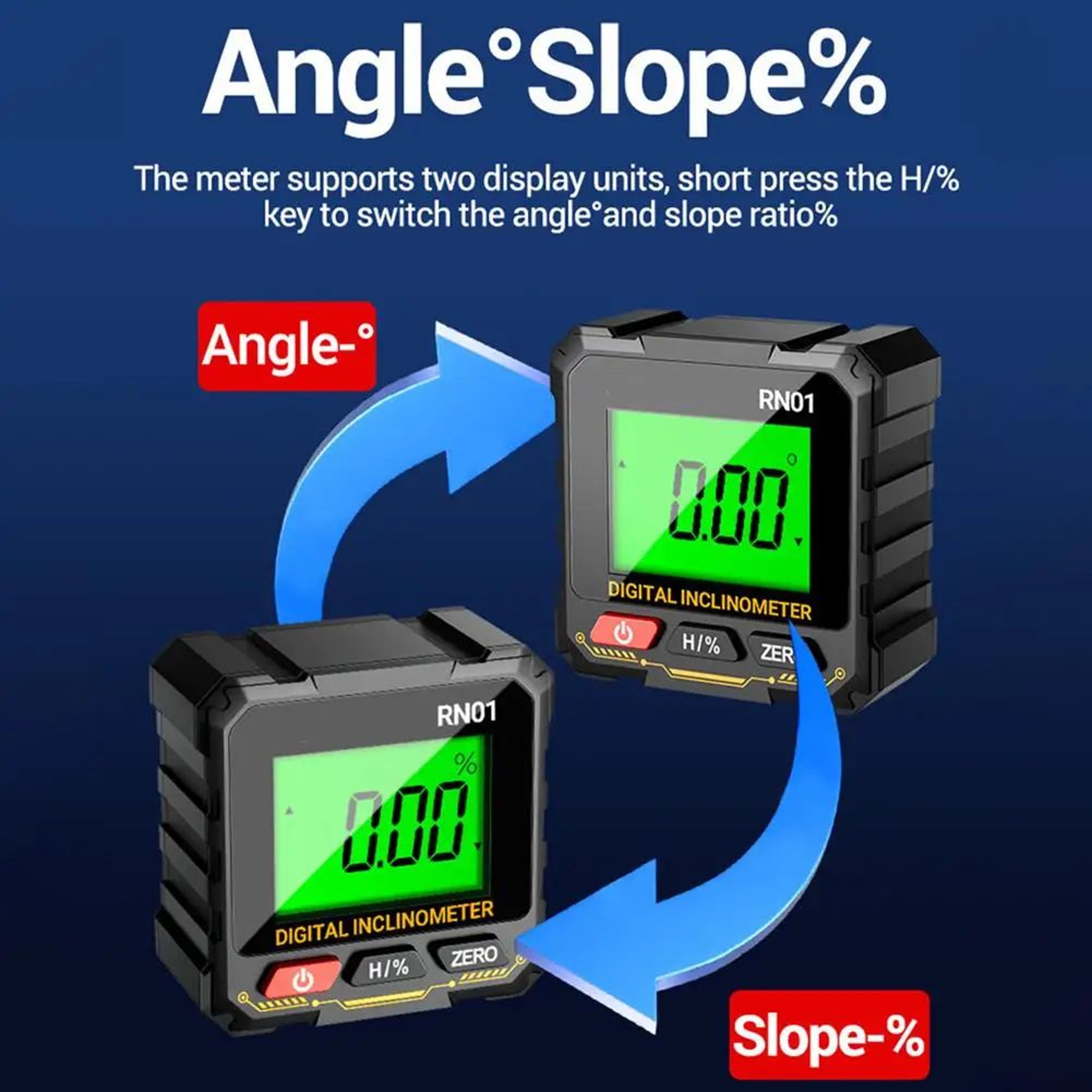High Precision Digital Inclinometer Angle Finder With Magnetic Base 4Sided Display Slope Level Gaug 2