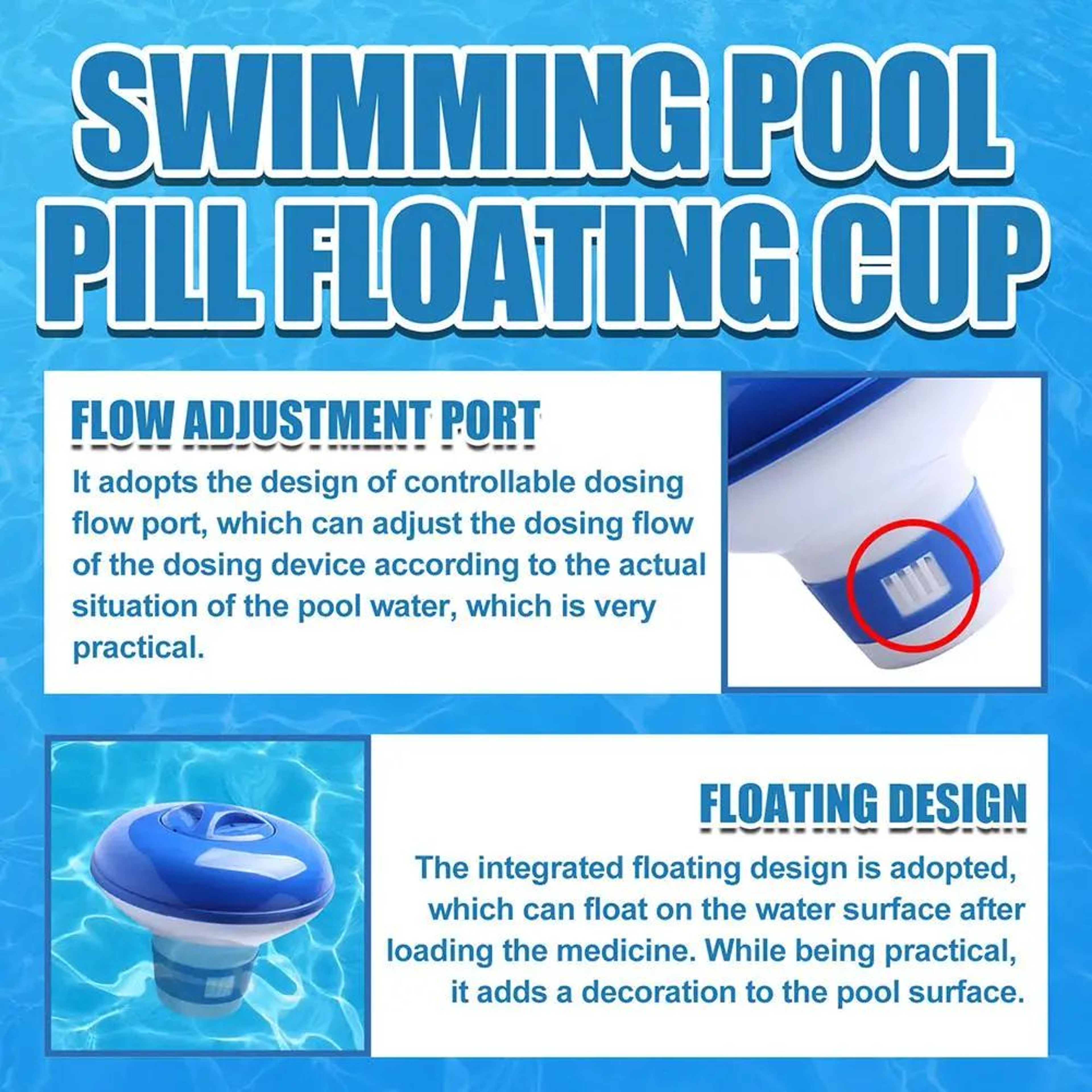 Automatic Swimming Pool Chlorine Floater Tablet Dispenser  Adjustable Floating Cup For Pools Spas   5