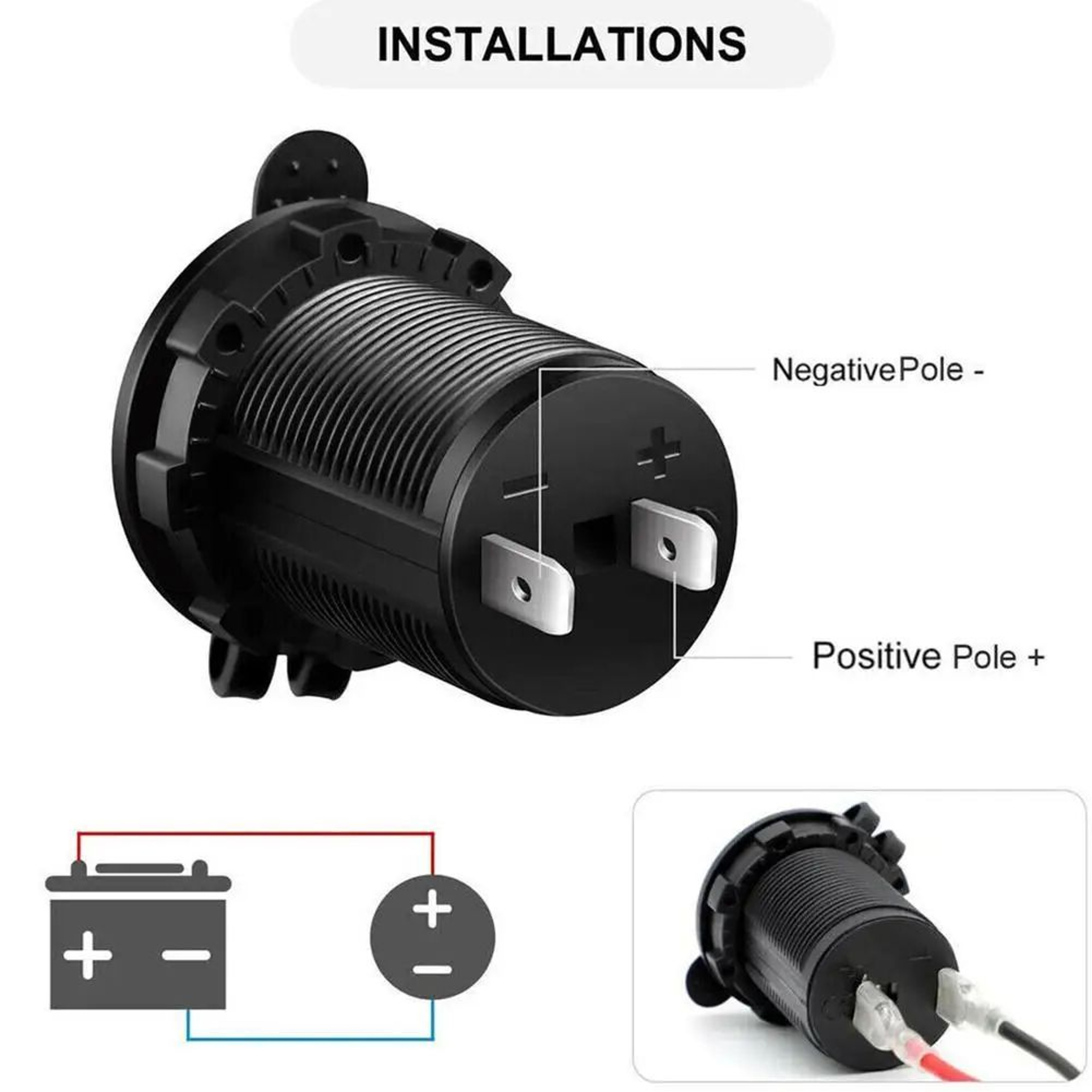 12V Waterproof Cigarette Lighter Socket Plug  Car Marine RV ATV Motorcycle Power Outlet Adapter Dur 3