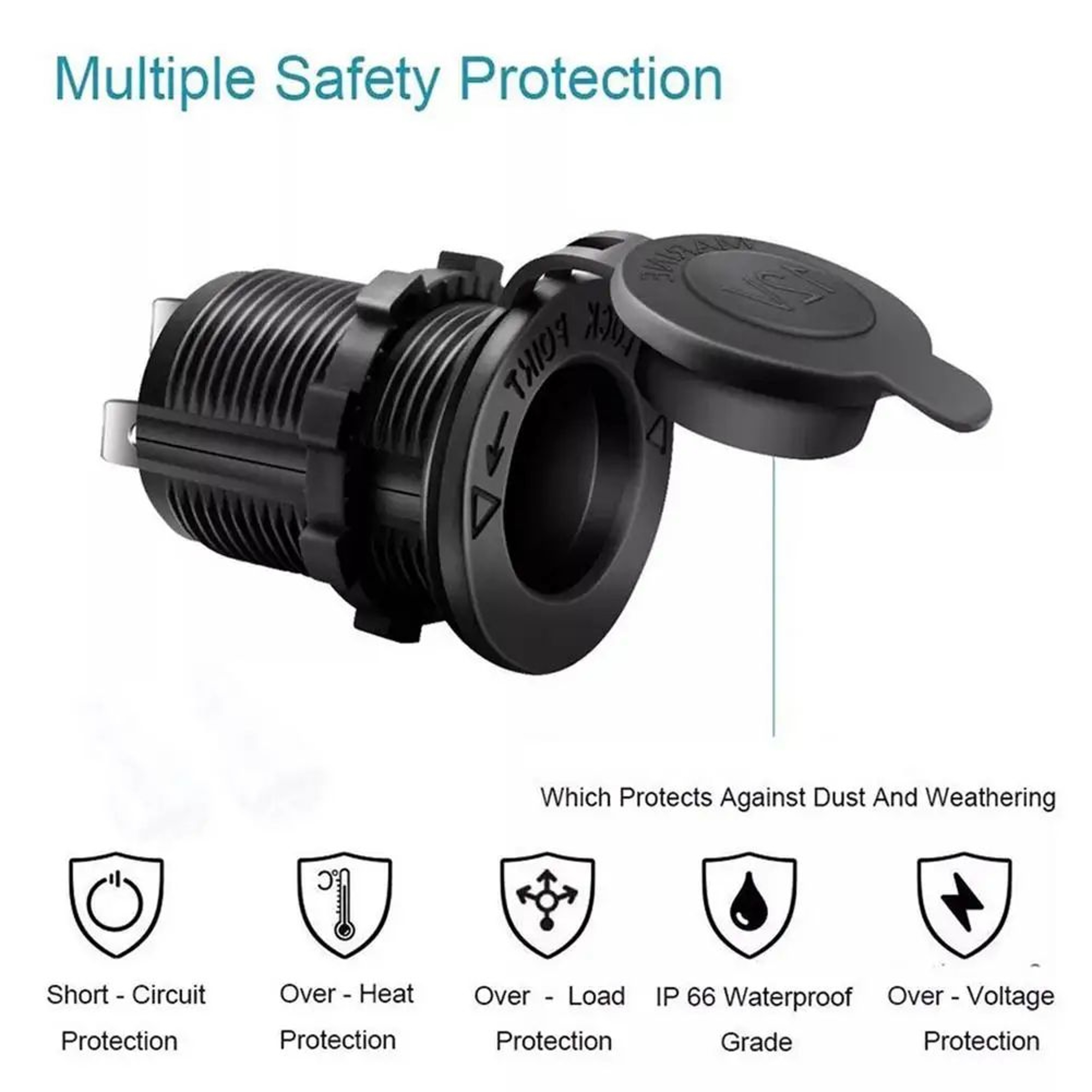 12V Waterproof Cigarette Lighter Socket Plug  Car Marine RV ATV Motorcycle Power Outlet Adapter Dur 11