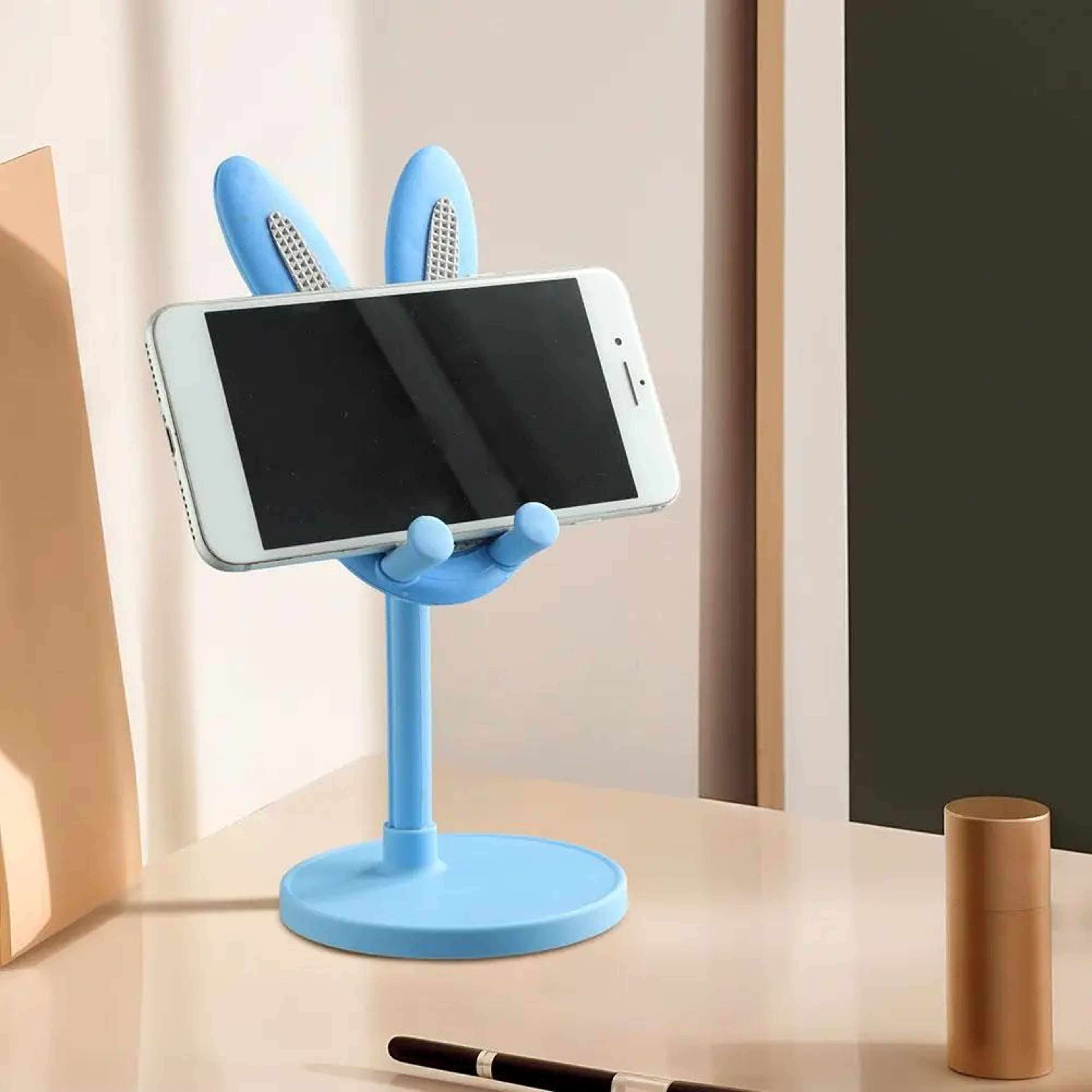 Cute Rabbit Adjustable Phone Stand For Desk  Universal Tablet Holder Telescopic Height Sturdy Hands 4